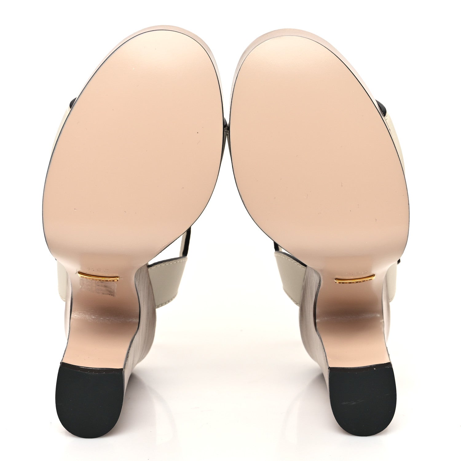 Cosmos Softy Calfskin Wooden Interlocking G Cut-Out 30/120mm Platform Sandals 36.5 Mystic White