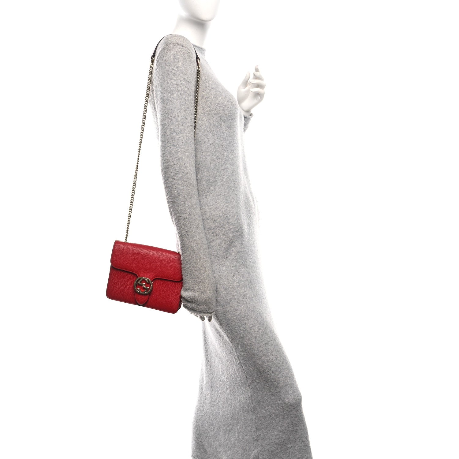 Dollar Calfskin Small Interlocking G Shoulder Bag Red