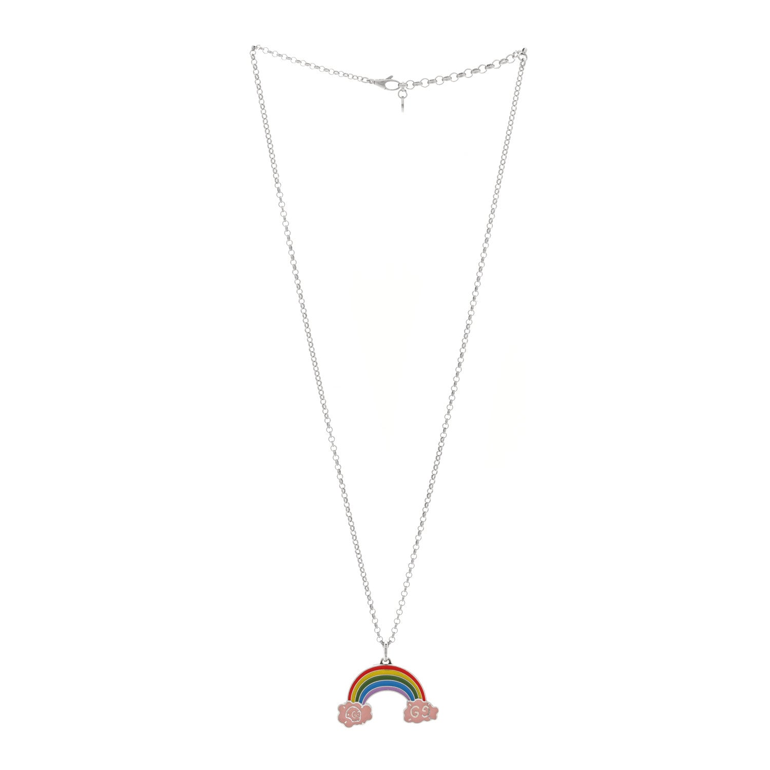 Sterling Silver Enamel GucciGhost Rainbow Pendant Necklace