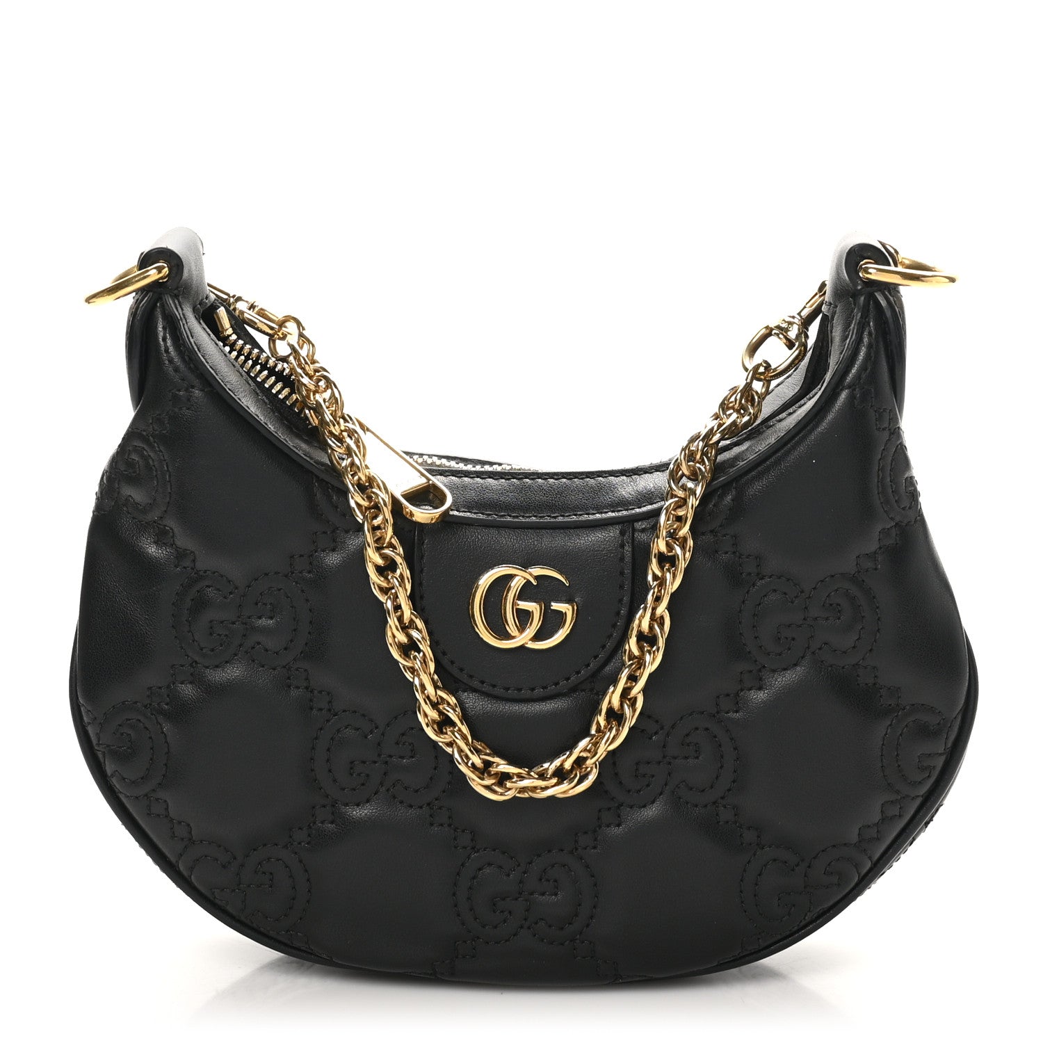 Calfskin GG Matelasse Mini Hobo Shoulder Bag Black