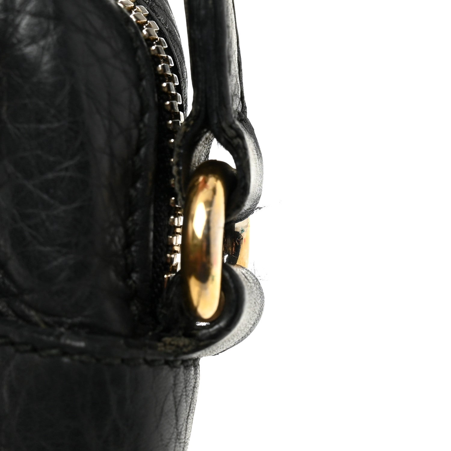 Pebbled Calfskin Small Soho Disco Bag Black