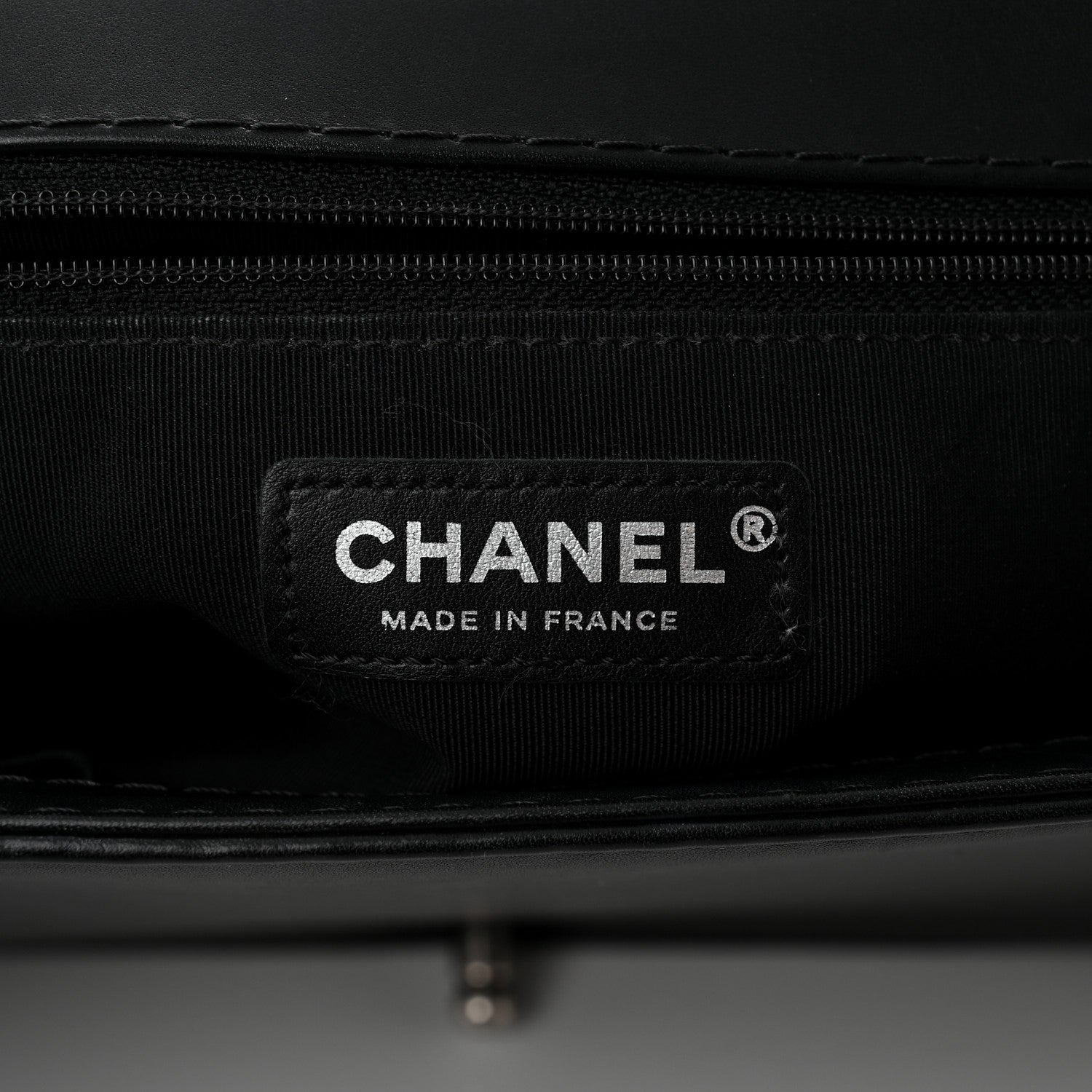 Calfskin Double Stitch Large Boy Flap Black