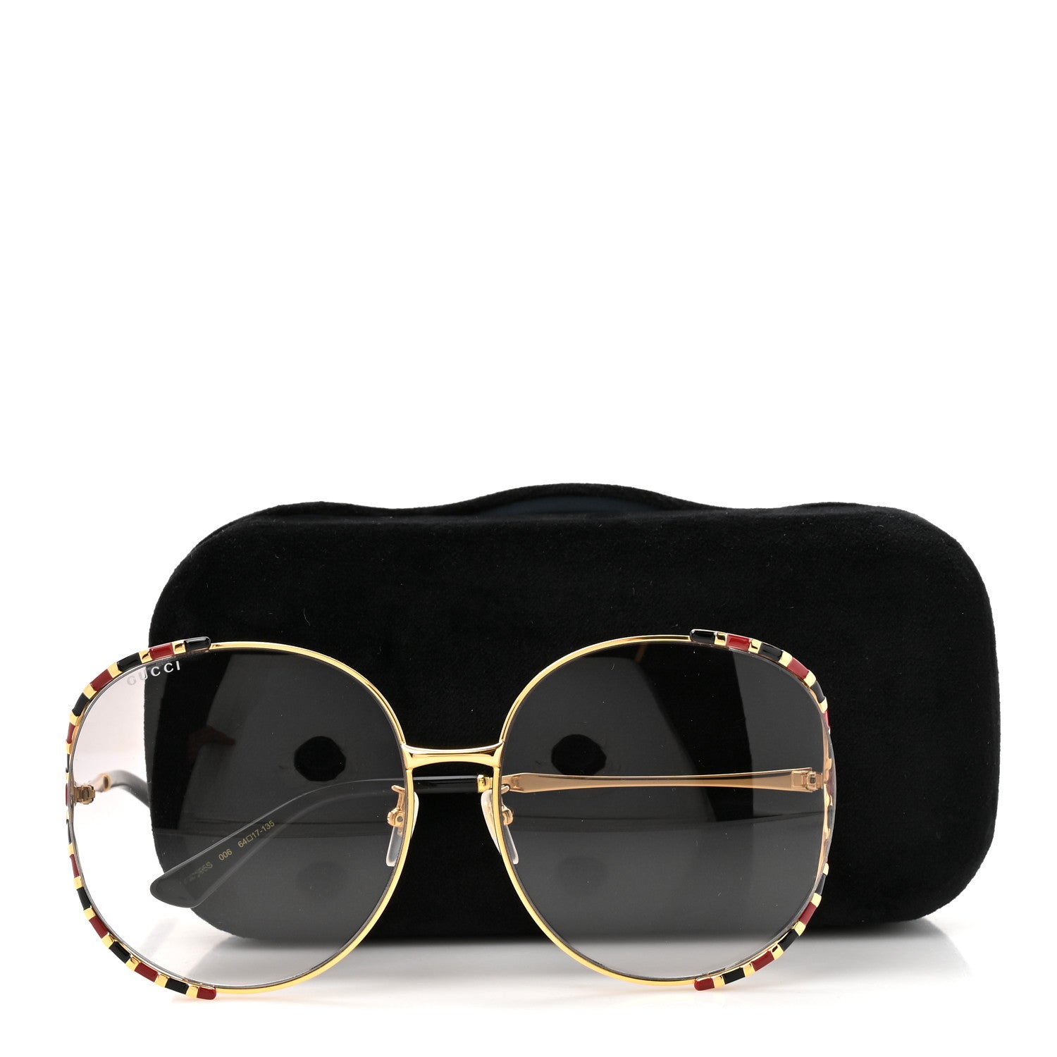 Metal Round Frame GG0595S Sunglasses Gold Black Red