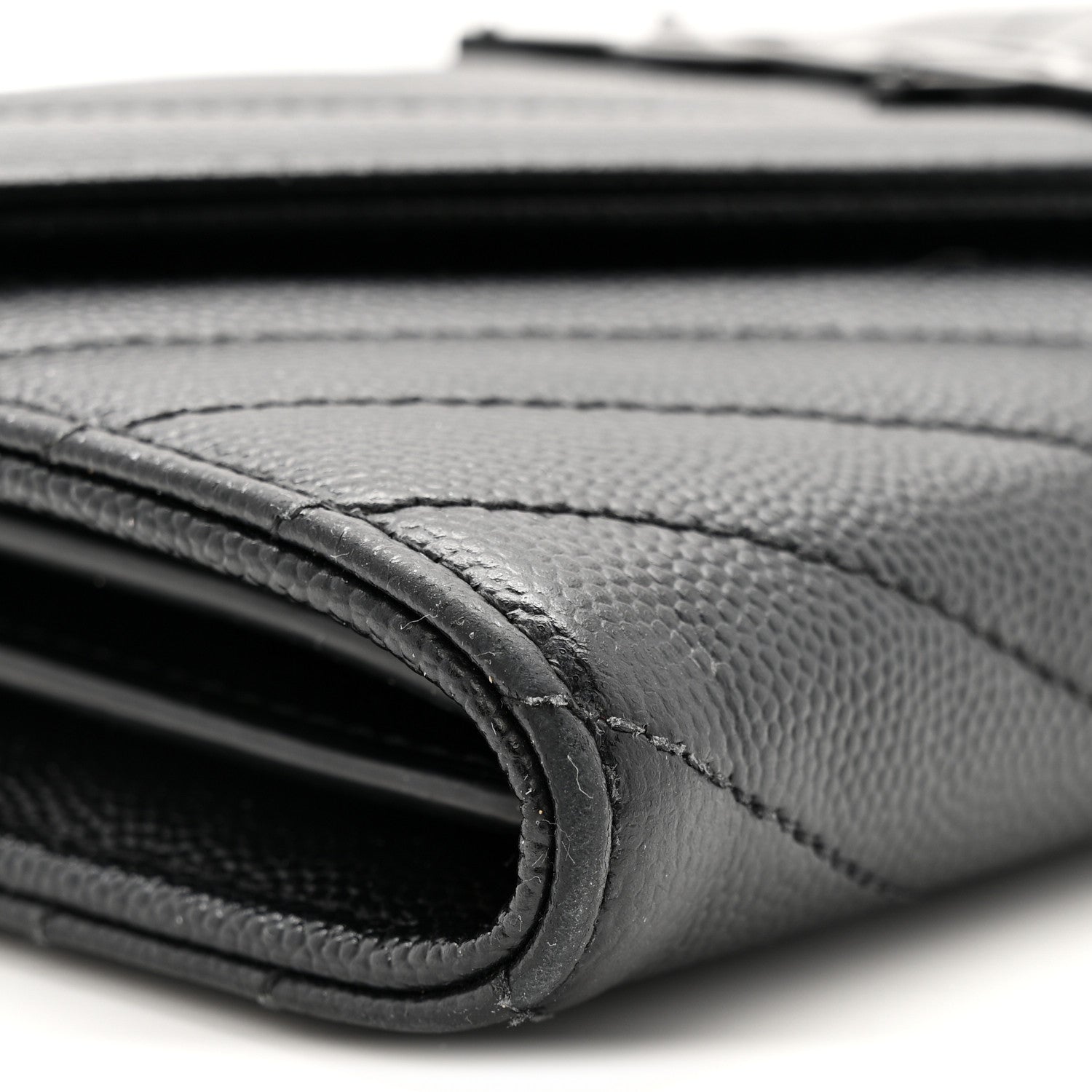 Grain De Poudre Matelasse Chevron Monogram Flap Wallet Black