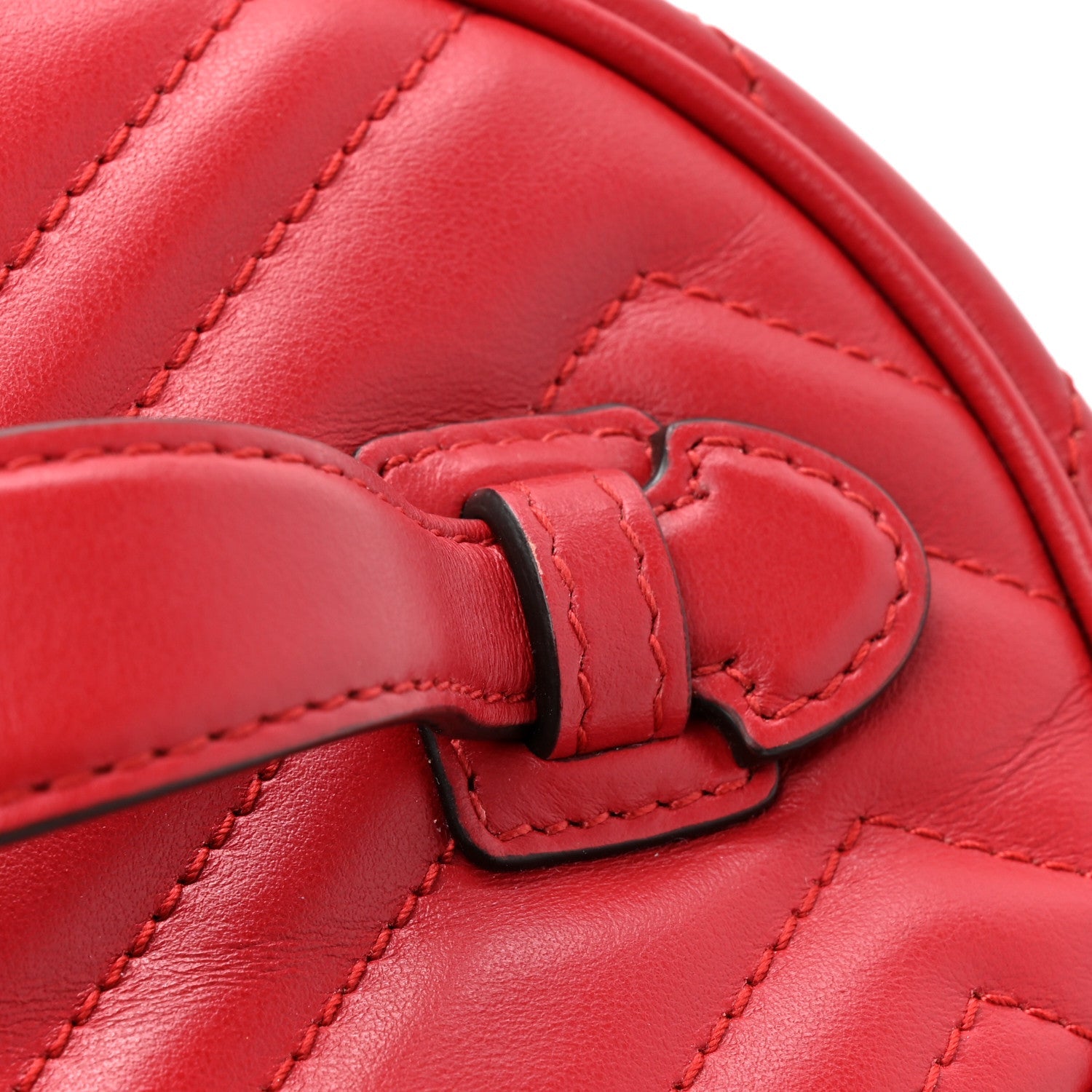 Calfskin Matelasse Mini GG Marmont Round Backpack Hibiscus Red