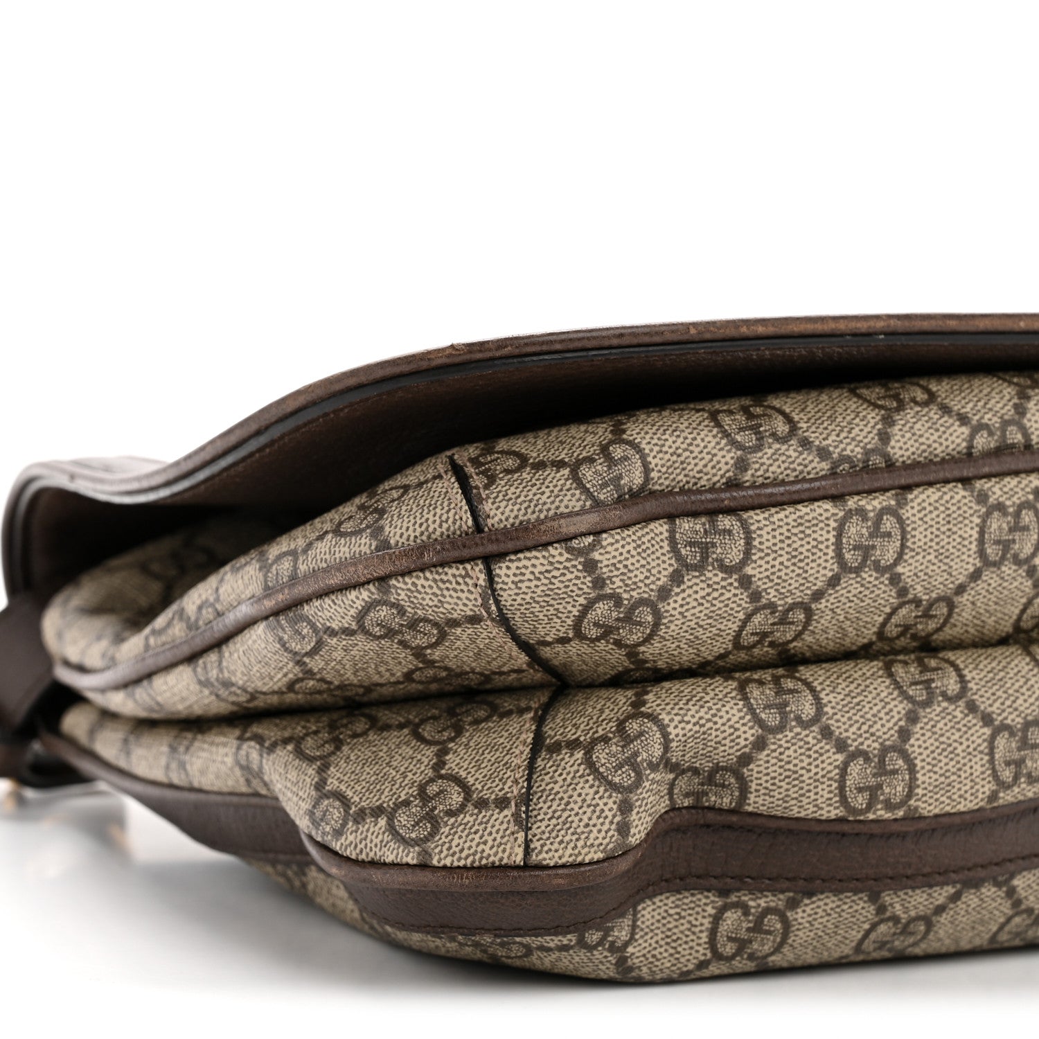 GG Supreme Monogram Textured Dollar Calfskin Web Medium Blondie Shoulder Flap Bag Beige Ebony New Acero