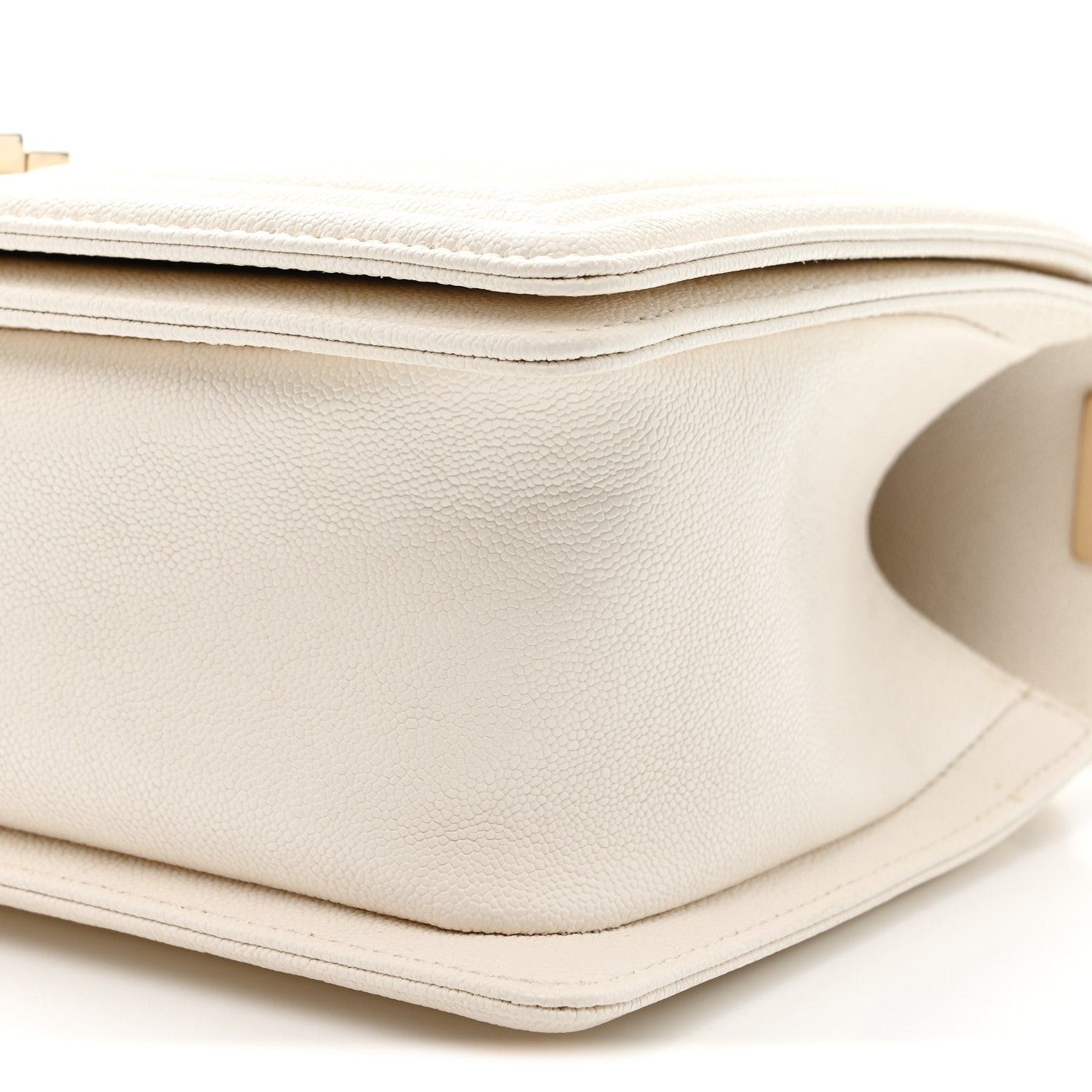 Caviar Chevron Quilted Medium Boy Flap White