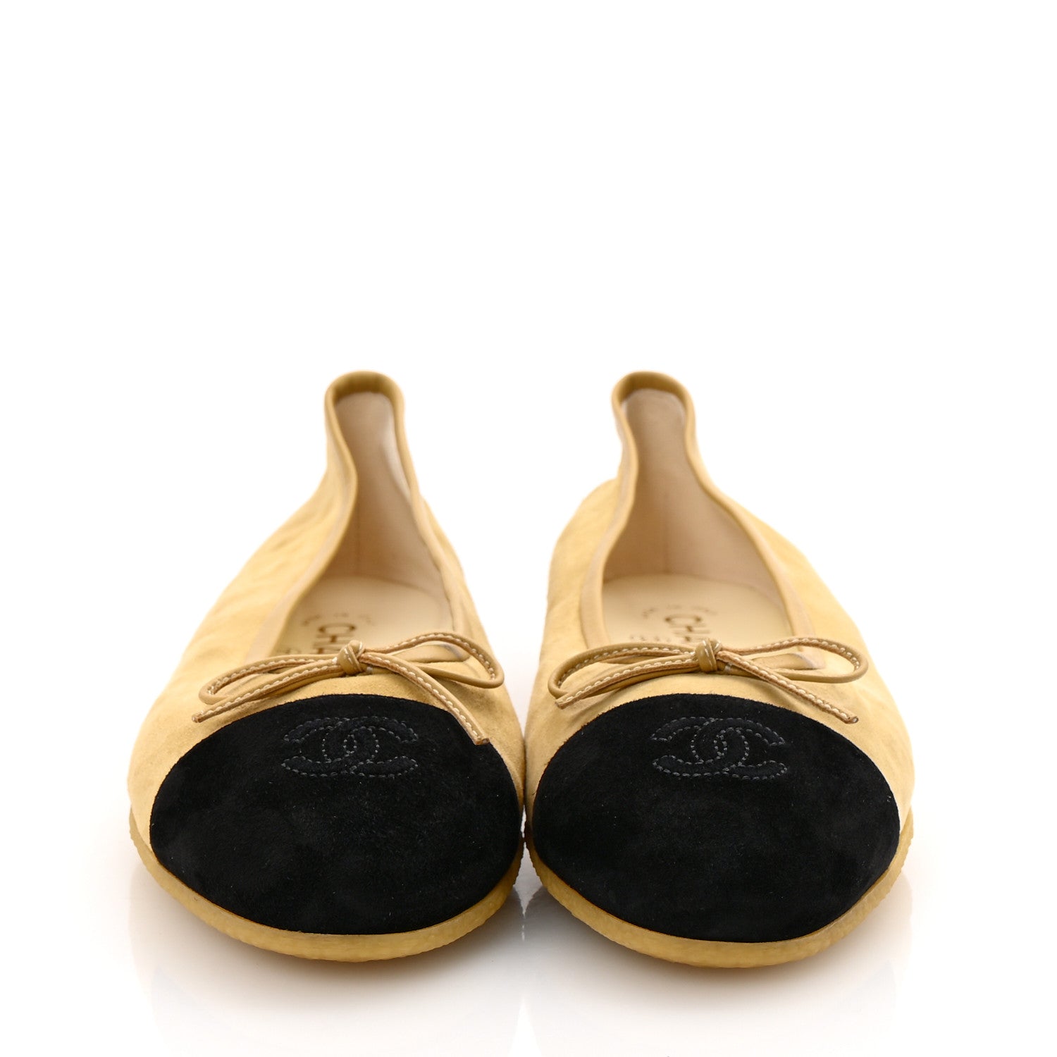 Suede Cap Toe CC Ballerina Flats 40 Beige Black