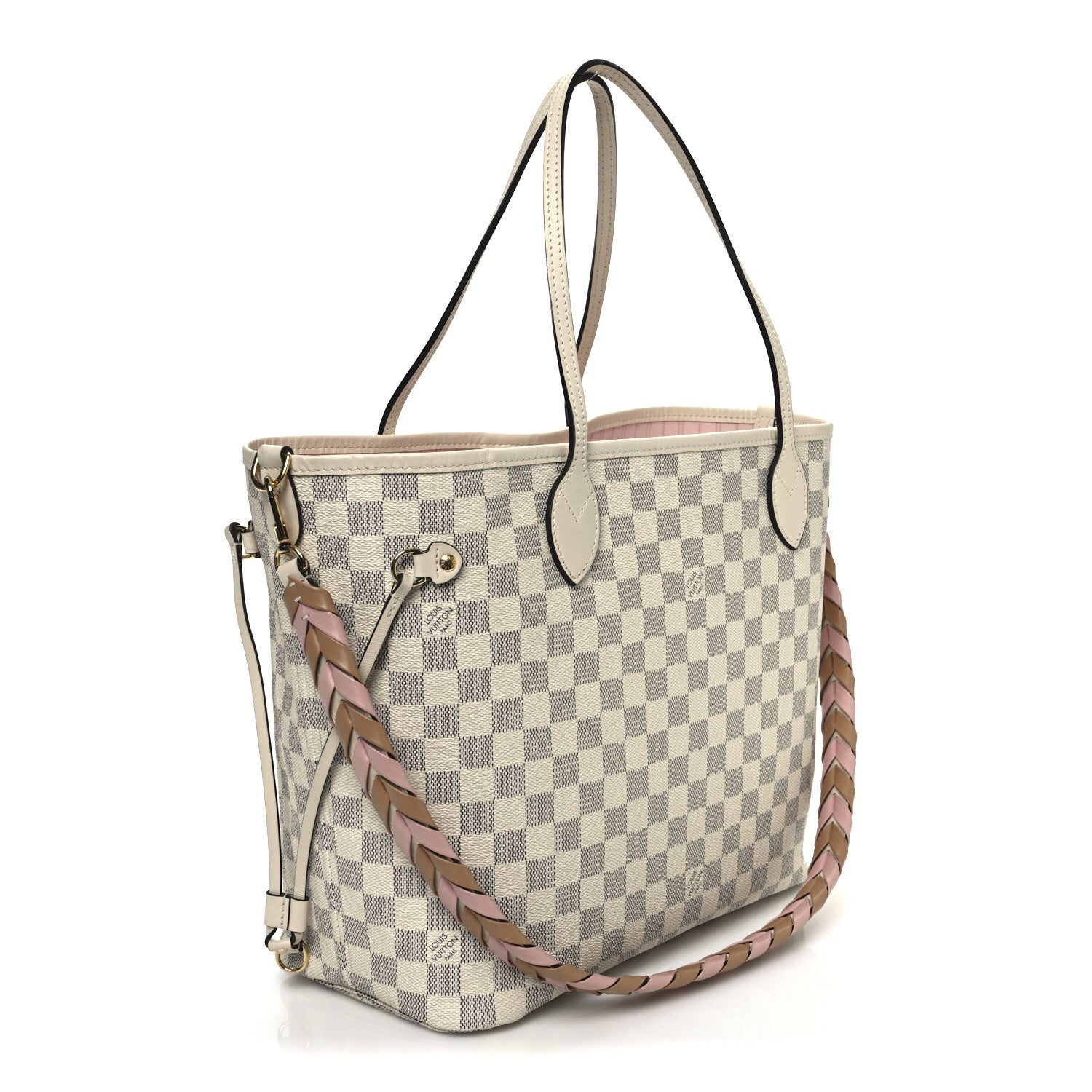 Damier Azur Braided Neverfull MM Pink