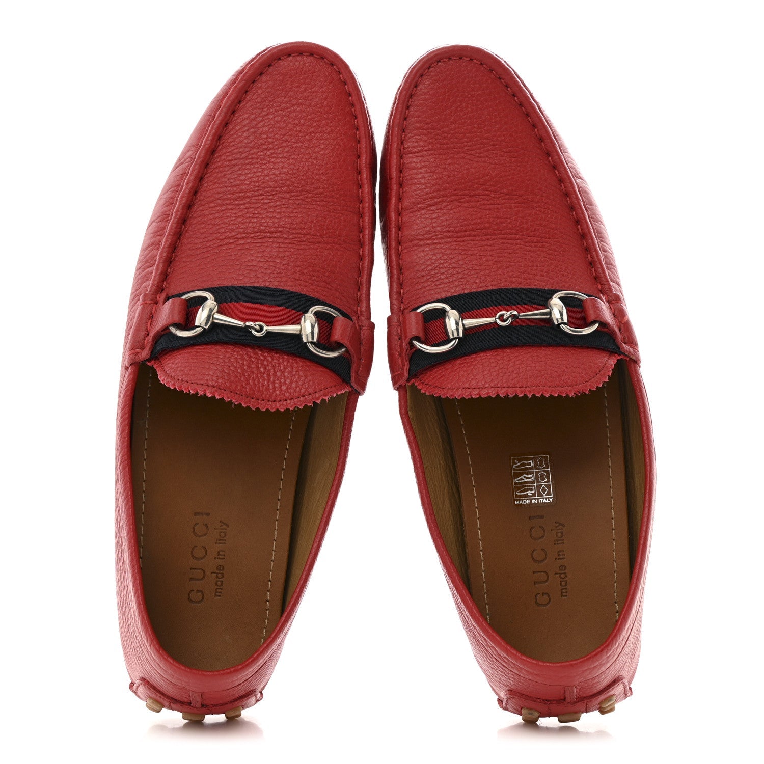 Road Calfskin Web Mens Horsebit Driver Loafers 10 Rosso