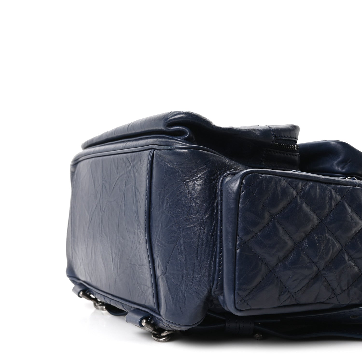 Aged Calfskin Quilted Medium Casual Rock Airlines Backpack Blue