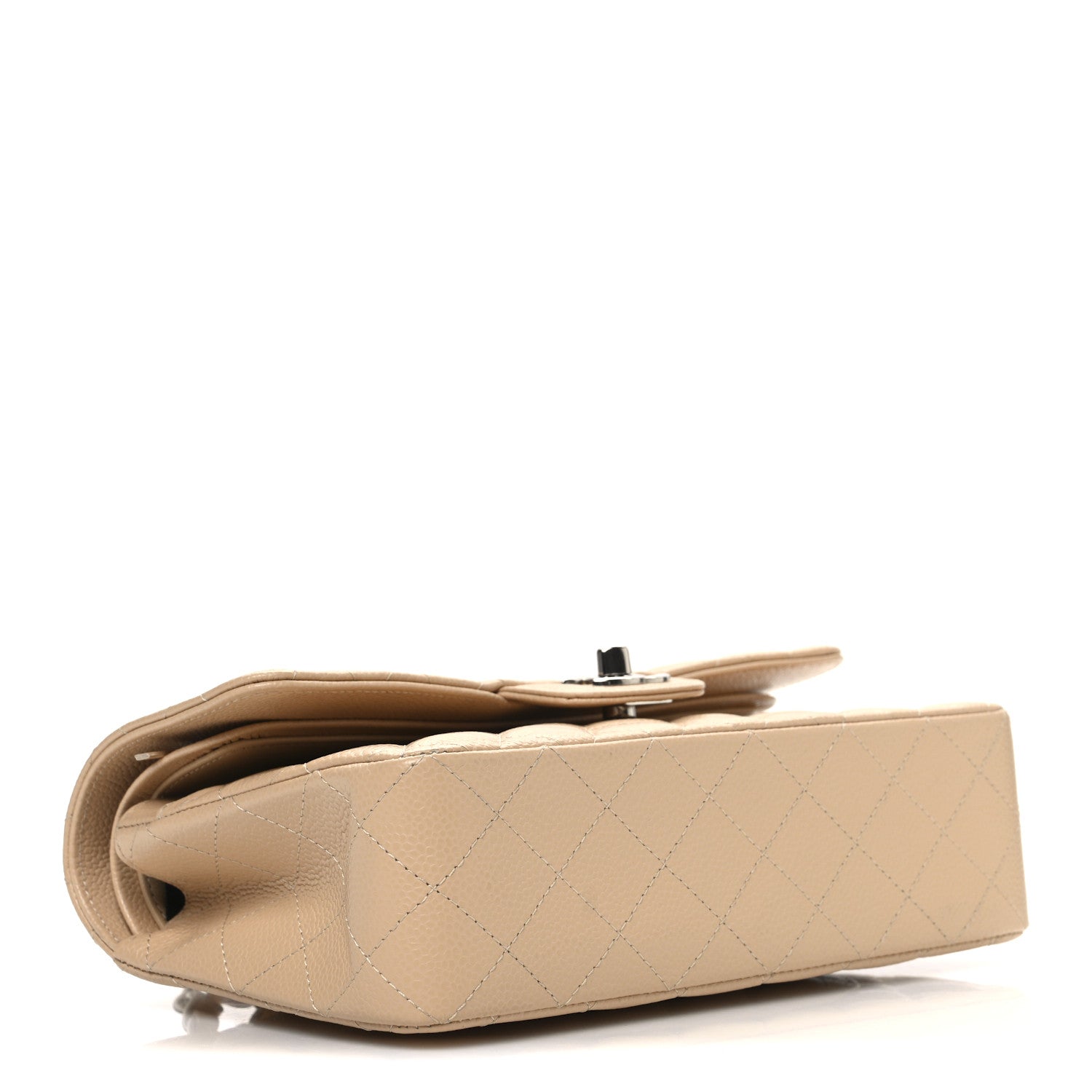 Caviar Quilted Small Double Flap Beige