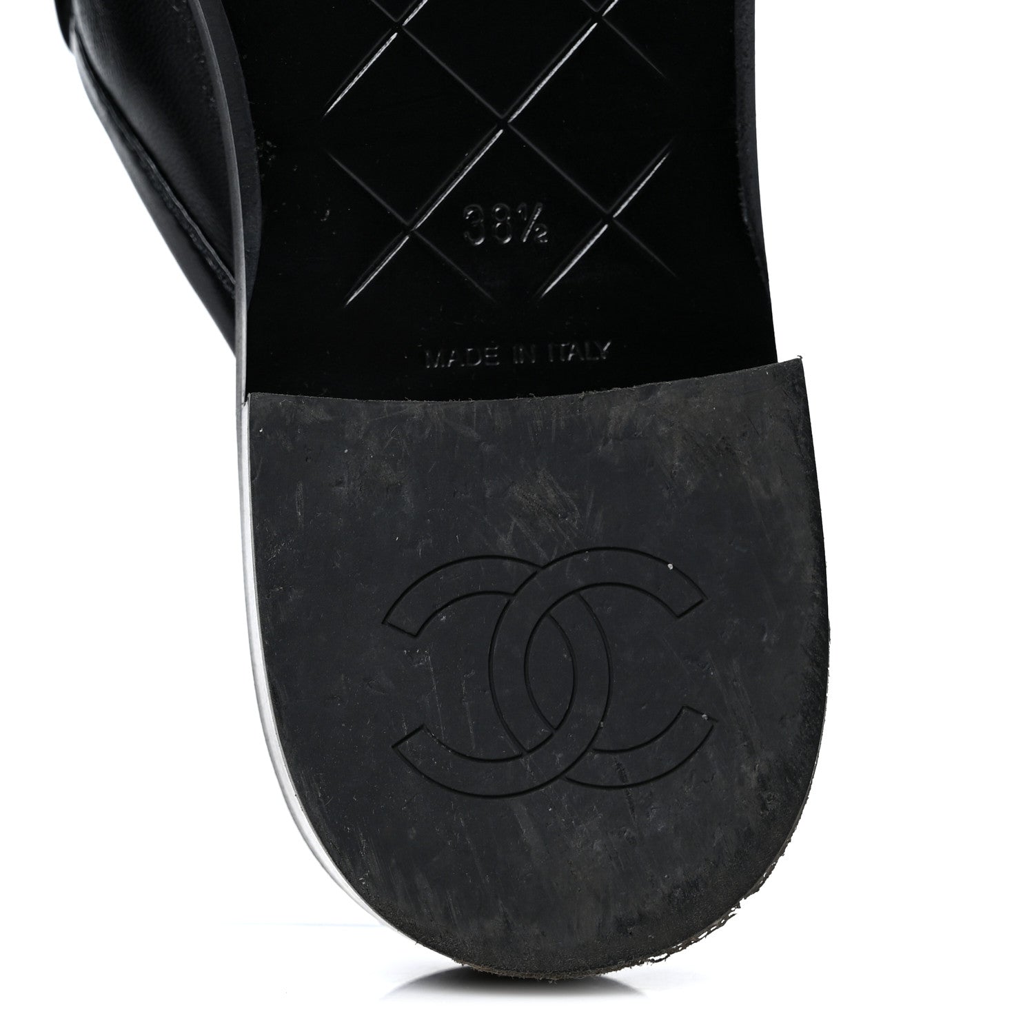 Lambskin Quilted CC Turnlock Mules 38.5 Black