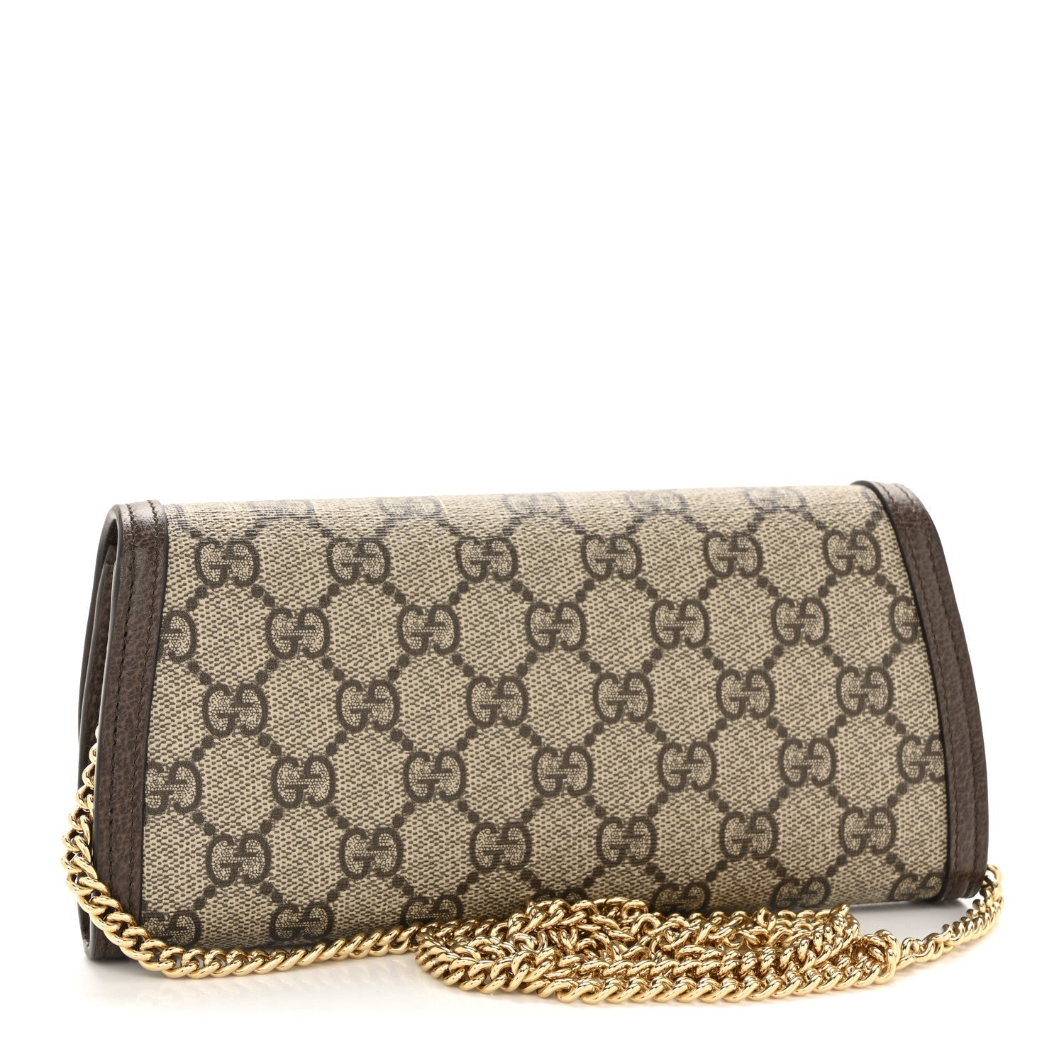 GG Supreme Monogram Textured Dollar Calfskin Blondie Continental Chain Wallet Beige Ebony New Acero