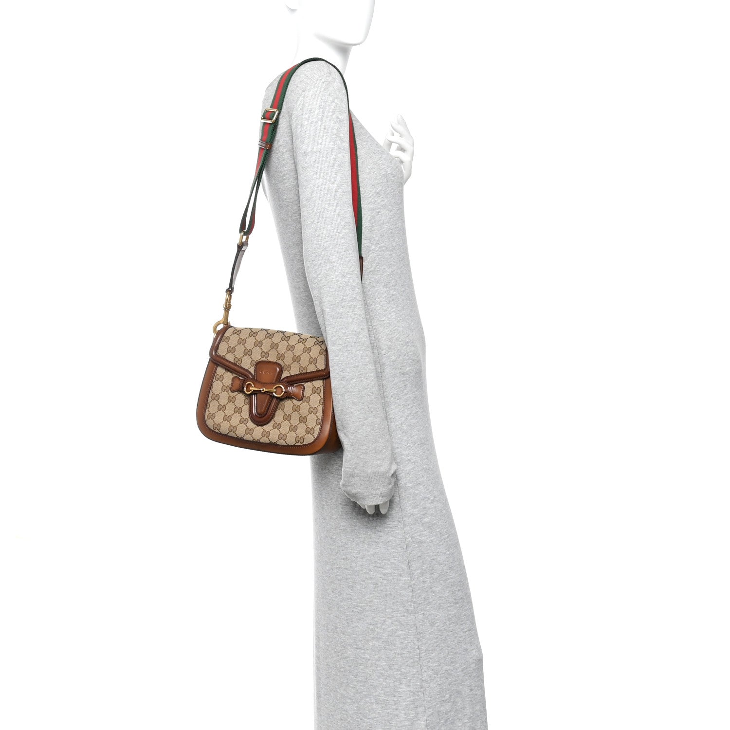 Monogram Medium Lady Web Shoulder Bag Beige Cuir