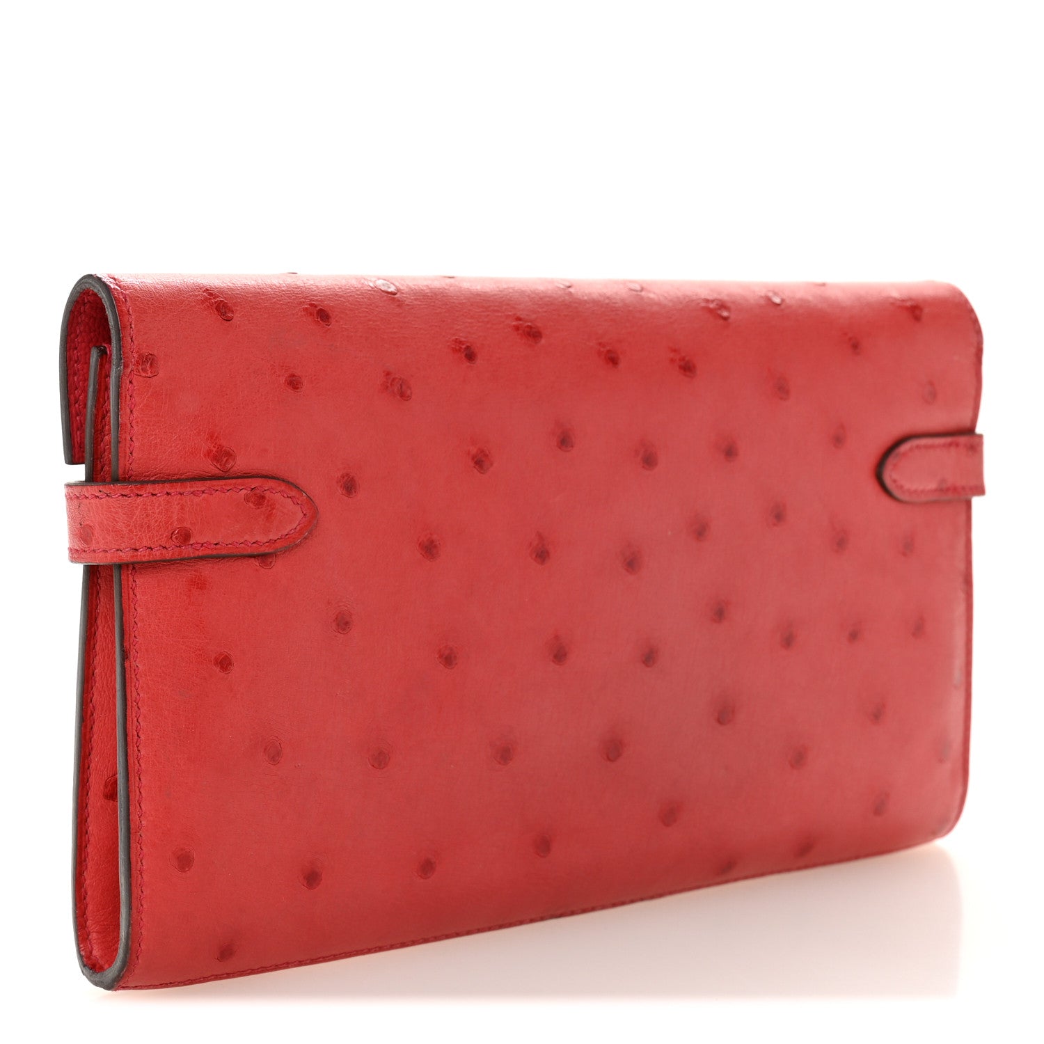 Ostrich Kelly Longue Wallet Rouge Vif