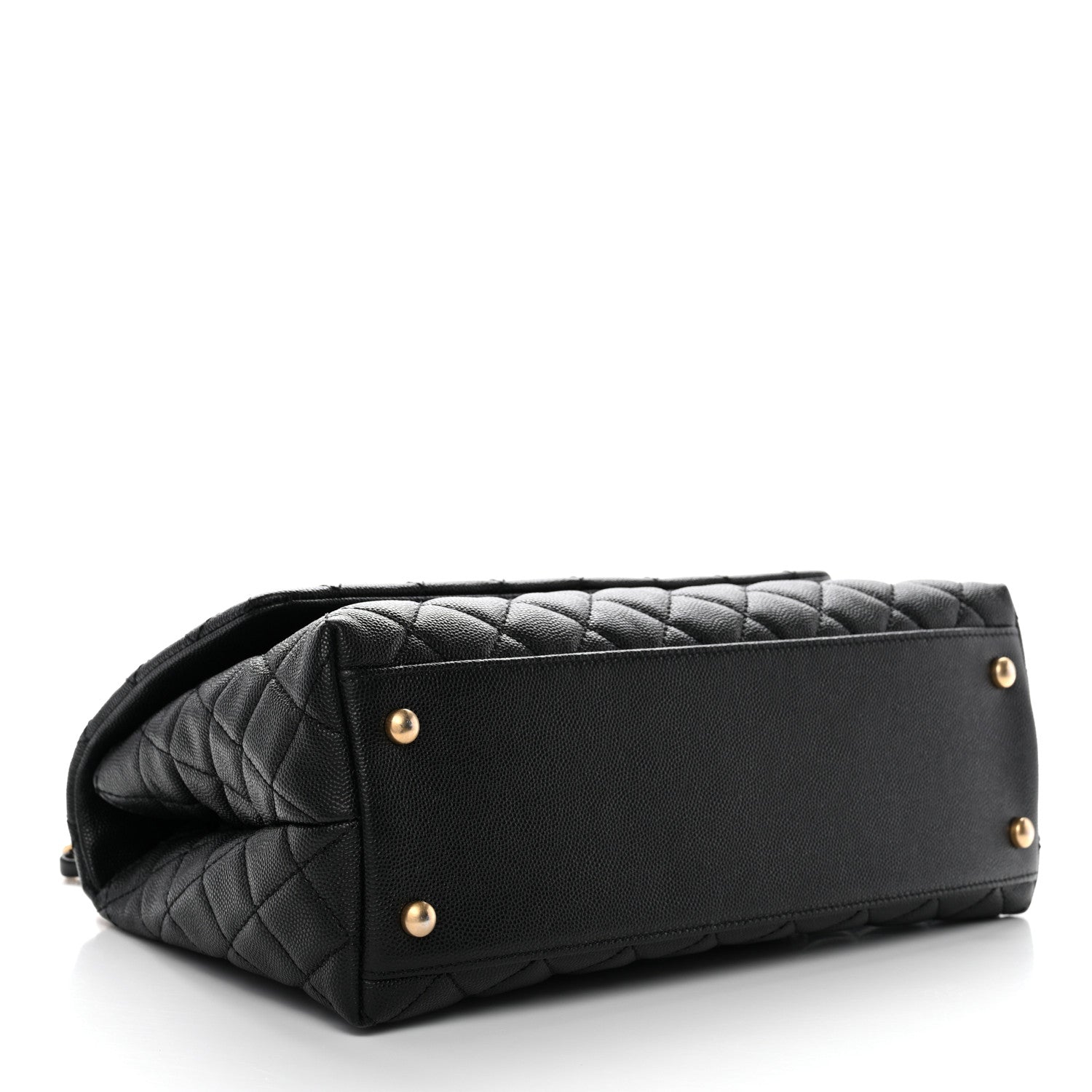 Caviar Lizard Quilted Small Coco Handle Flap Black
