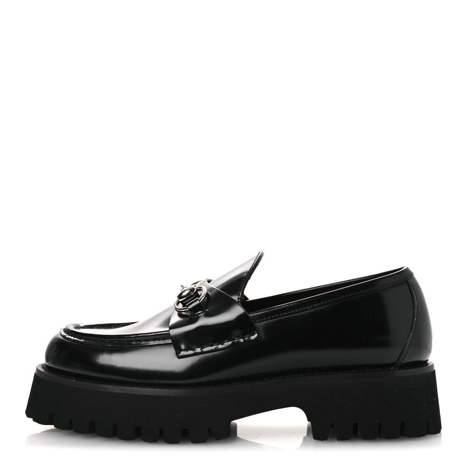 Cordovan Lux Womens Horsebit 45mm Platform Loafers 37.5 Black