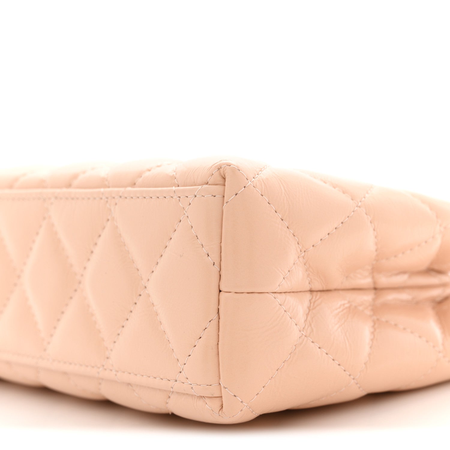 Shiny Aged Calfskin Quilted Nano Kelly Shopper Beige