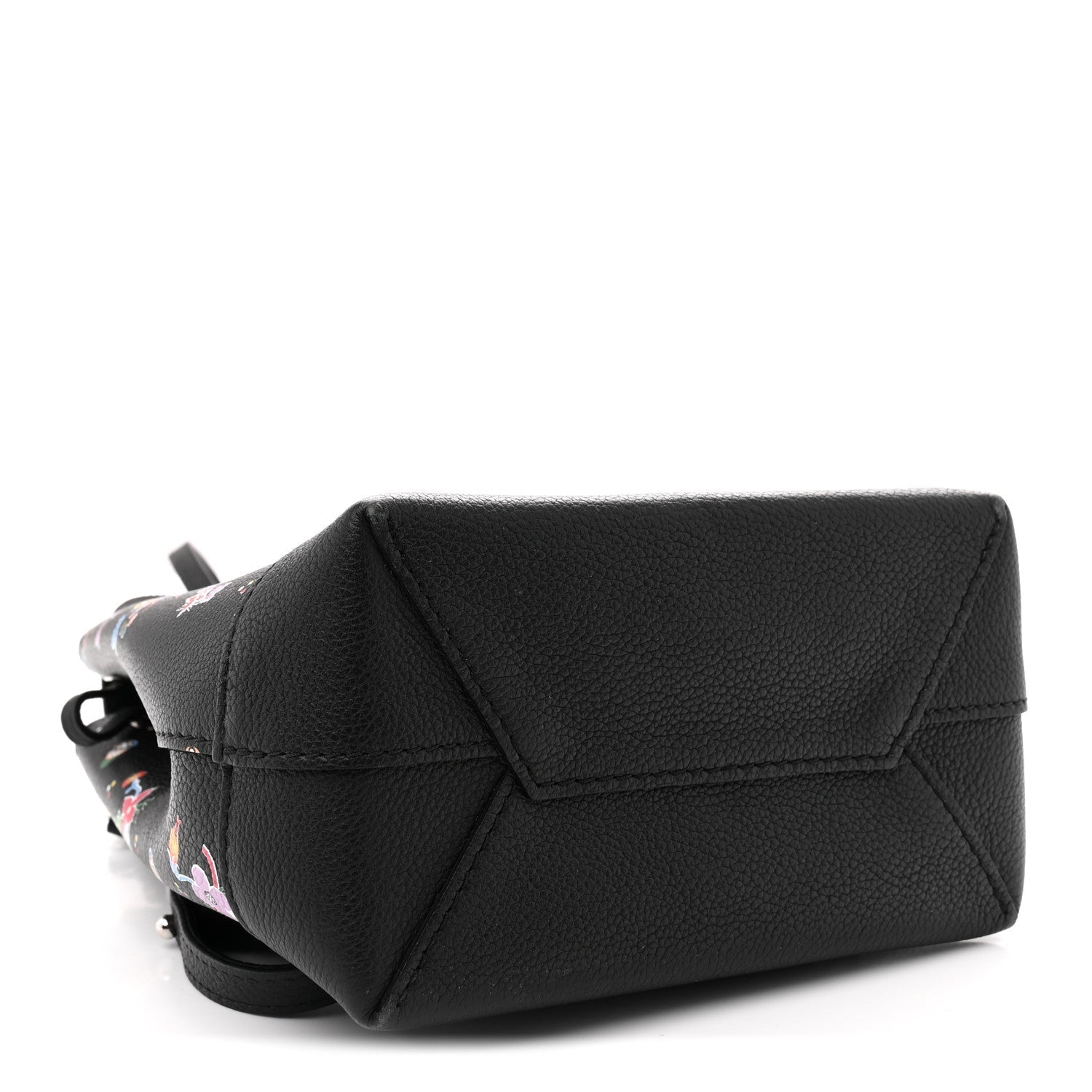 Calfskin Flower Lockme Mini Backpack Black Multicolor
