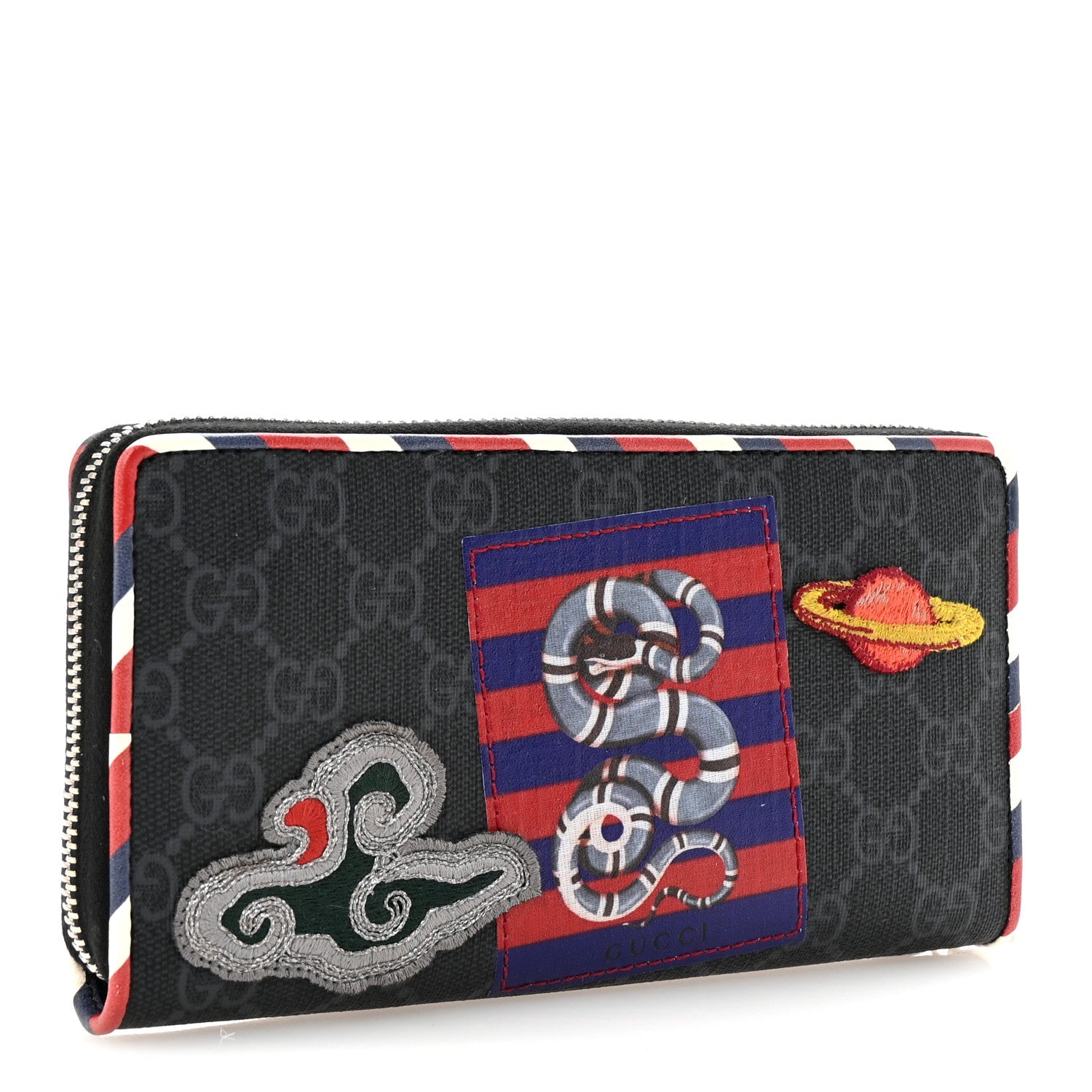 GG Supreme Monogram Night Courrier Embroidered Zip Around Wallet