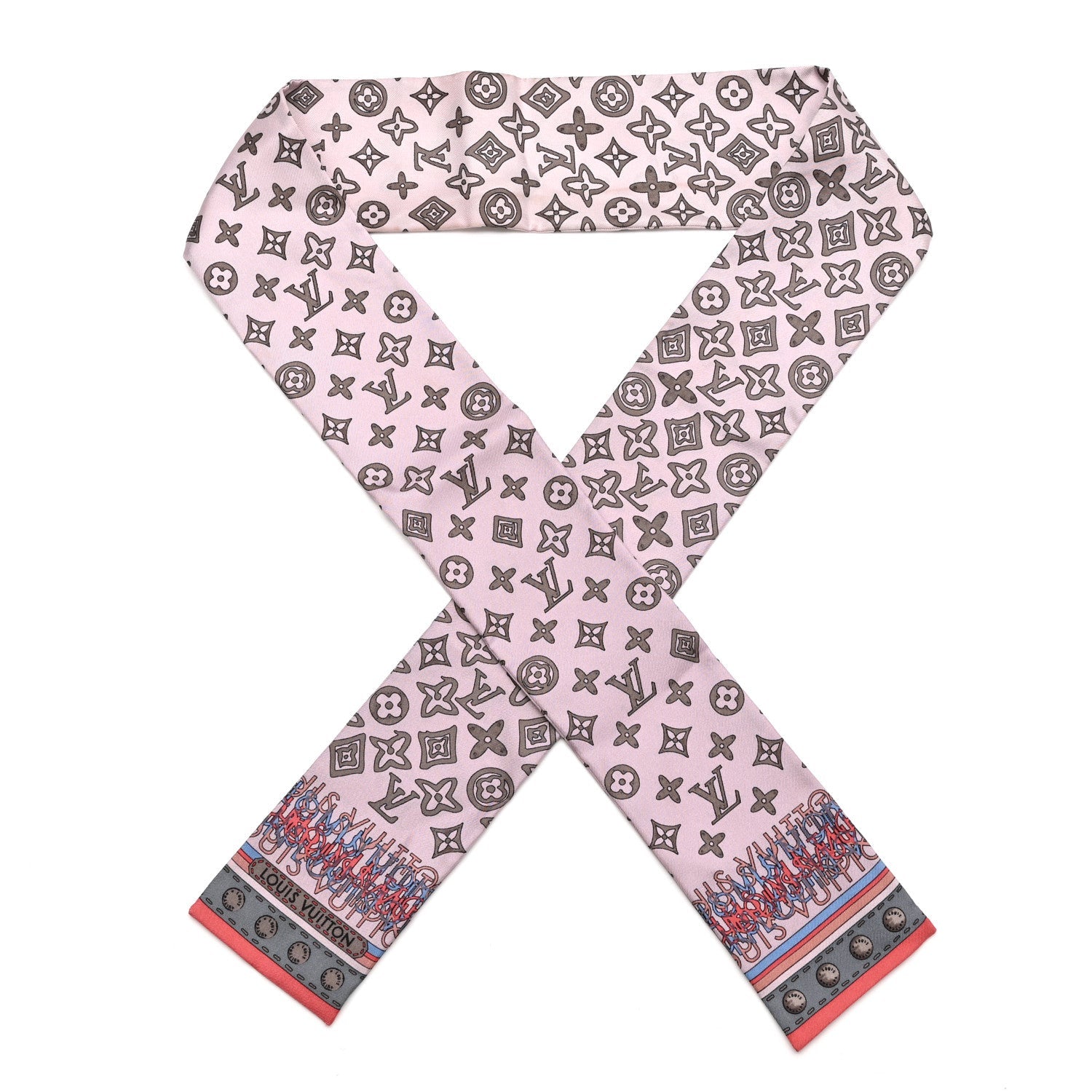 Silk Monogram Map Bandeau Rose Poudre