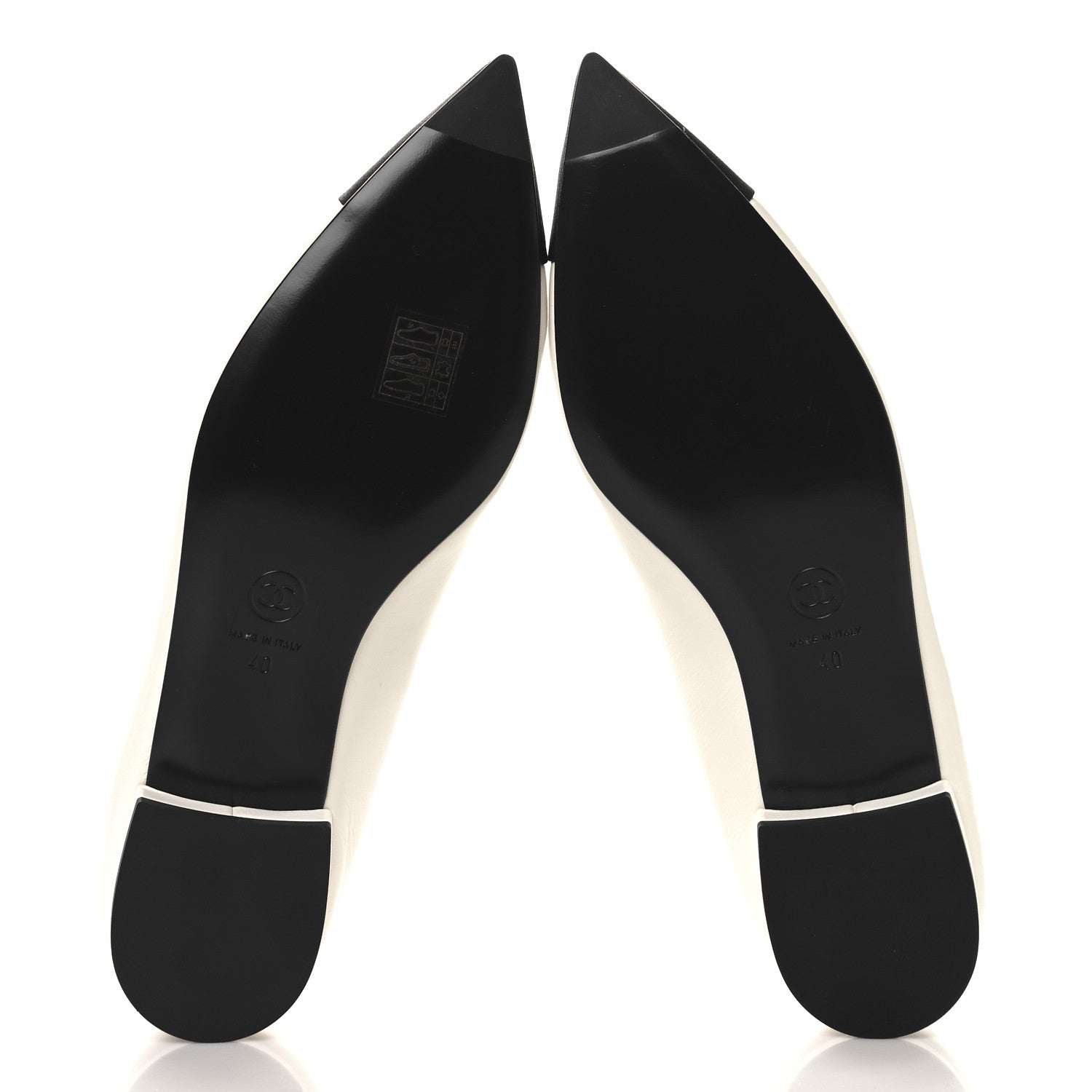 Shiny Lambskin Grosgrain Pearl Mary Janes Flats 40 White Black