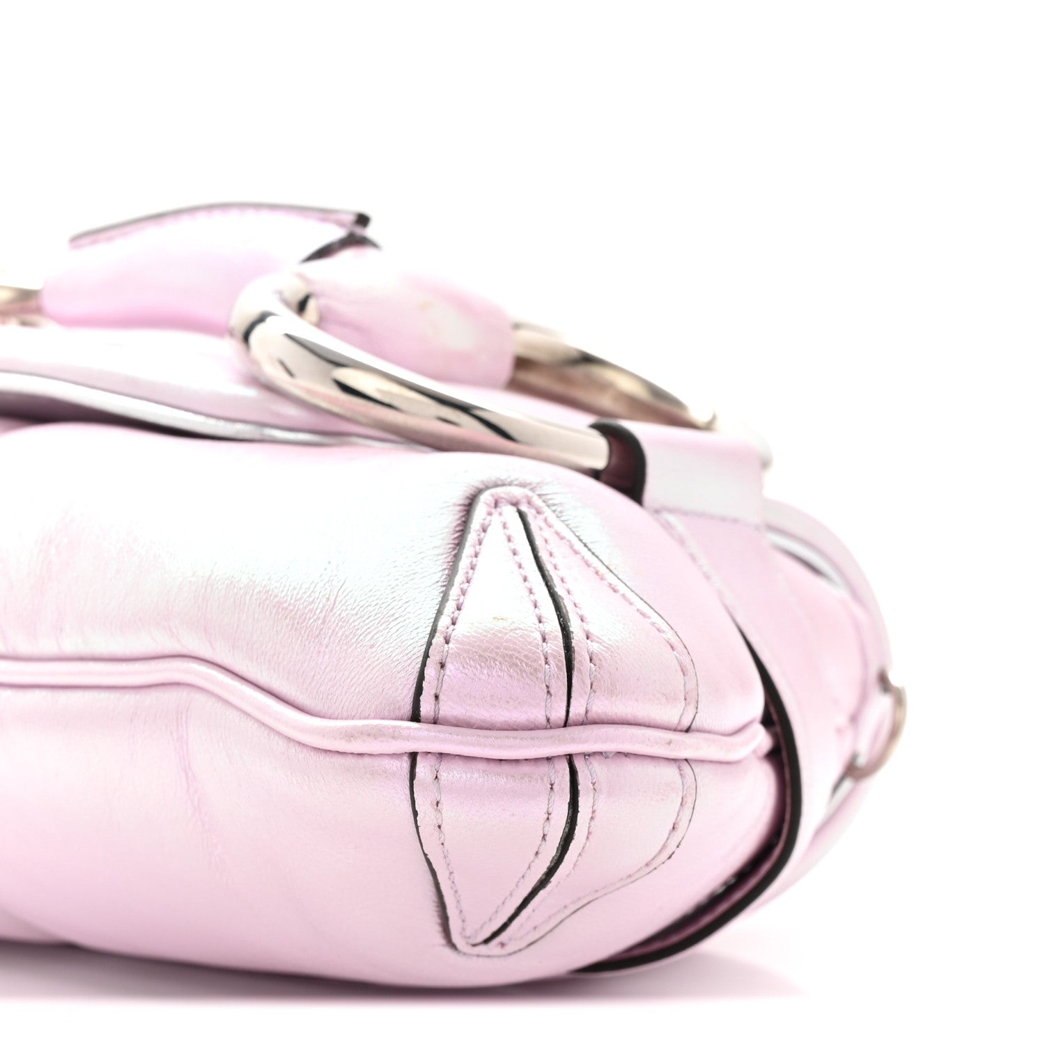 Iridescent Nappa Vertical Matelasse Medium Maxi Horsebit Chain Shoulder Bag Escape Pink