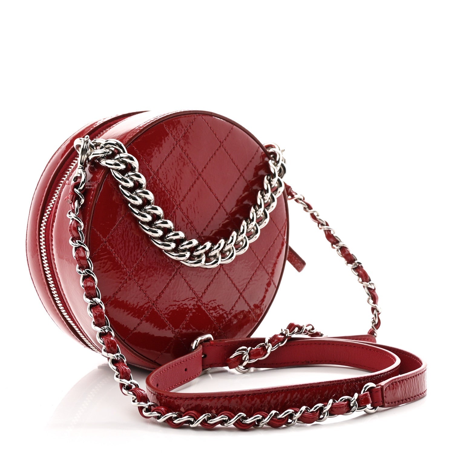 Patent Round As Earth Evening Bag Red