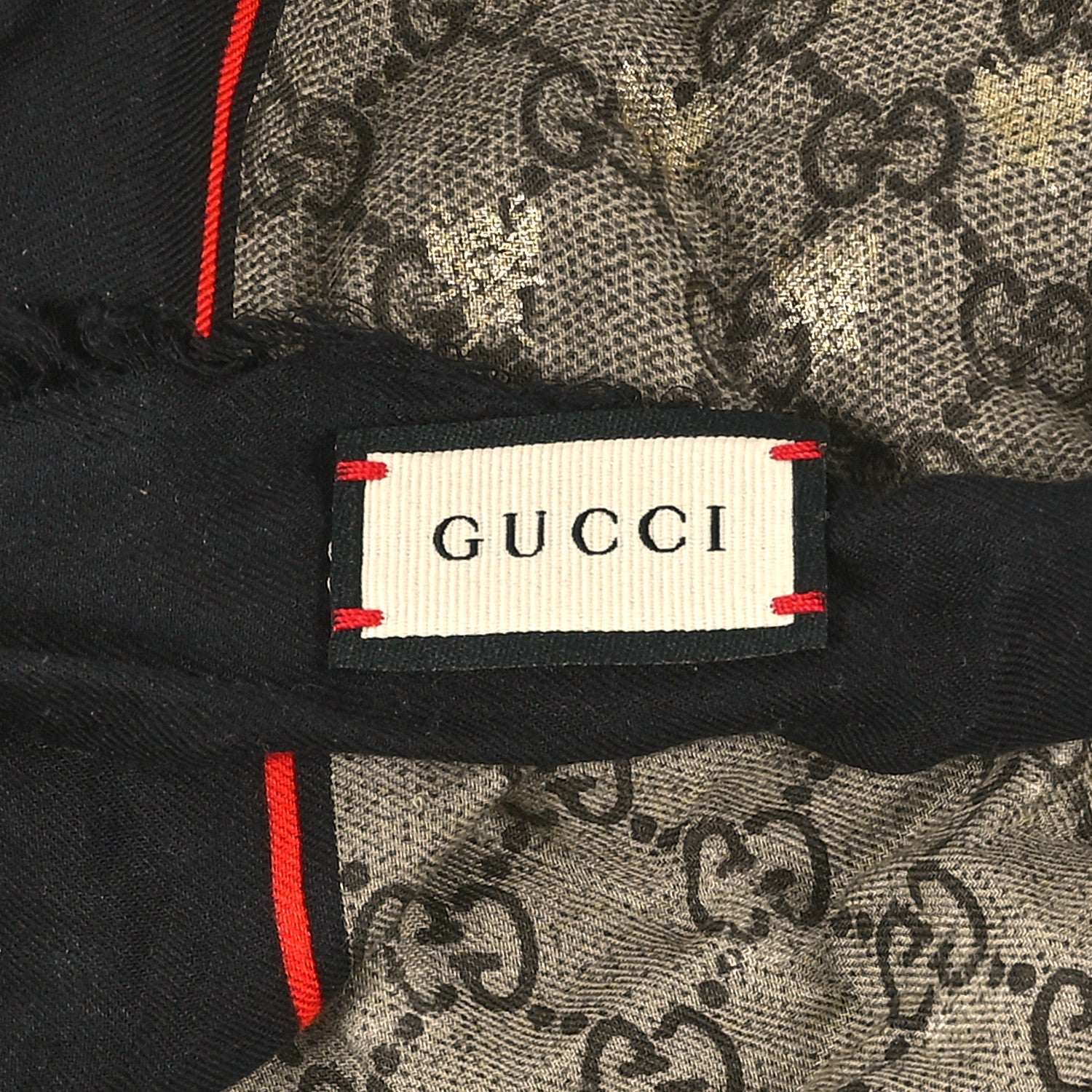 Modal Silk GG Monogram Big Bee GG Shawl Black Red