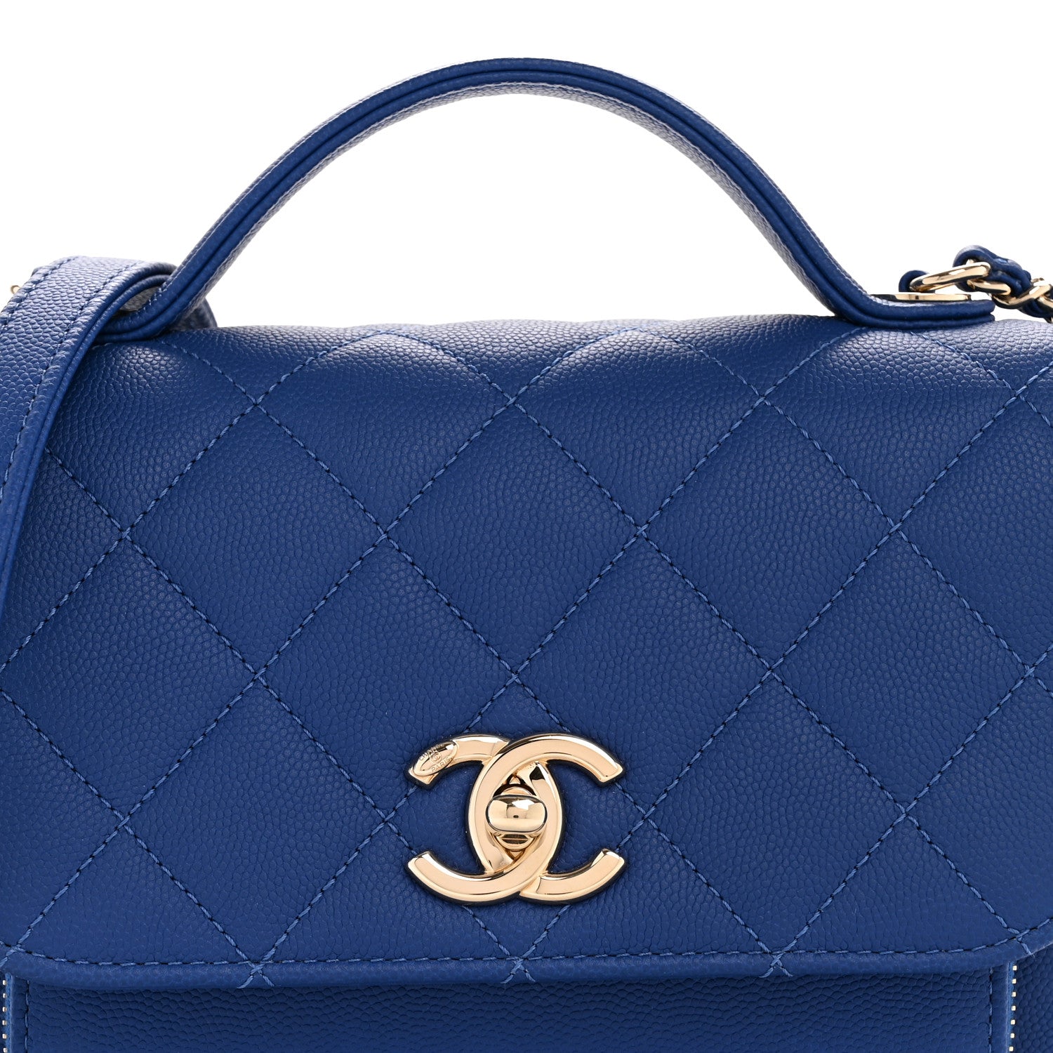 Caviar Quilted Small Business Affinity Flap Dark Blue