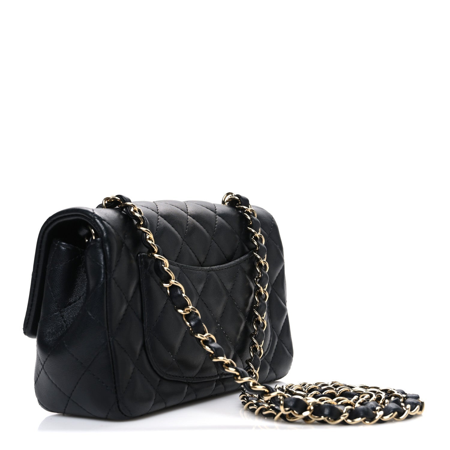 Lambskin Quilted Mini Rectangular Flap Black