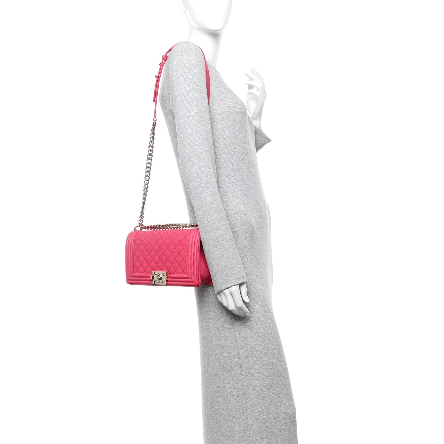 Caviar Quilted Medium Boy Flap Pink