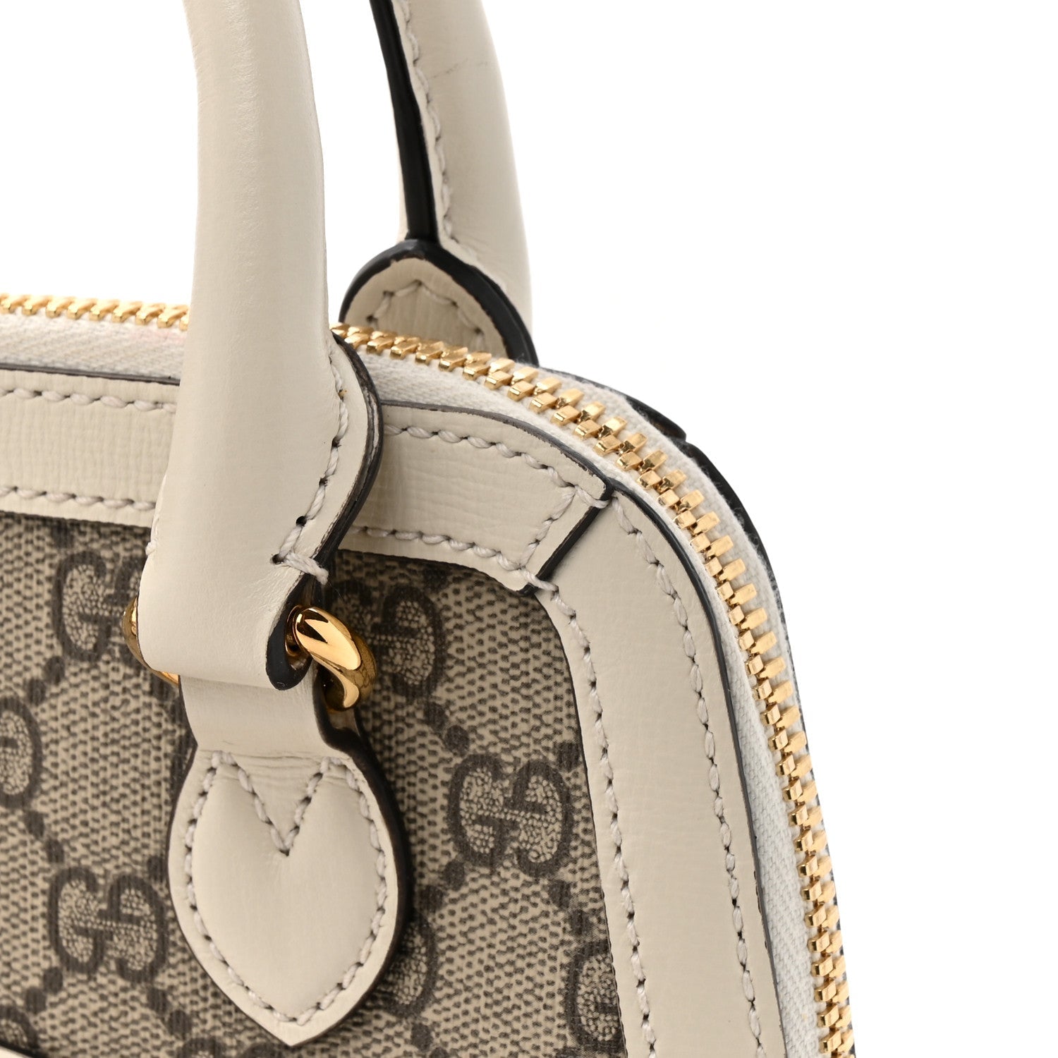 GG Supreme Monogram Azalea Calfskin Mini Horsebit 1955 Top Handle Bag Beige Ebony Mystic White