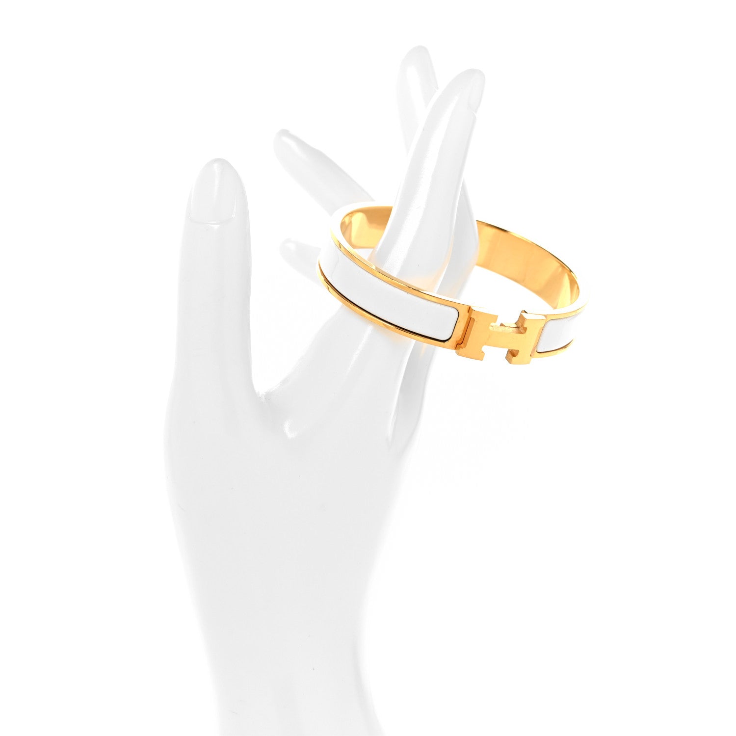 Enamel Narrow Clic Clac H Bracelet GM White