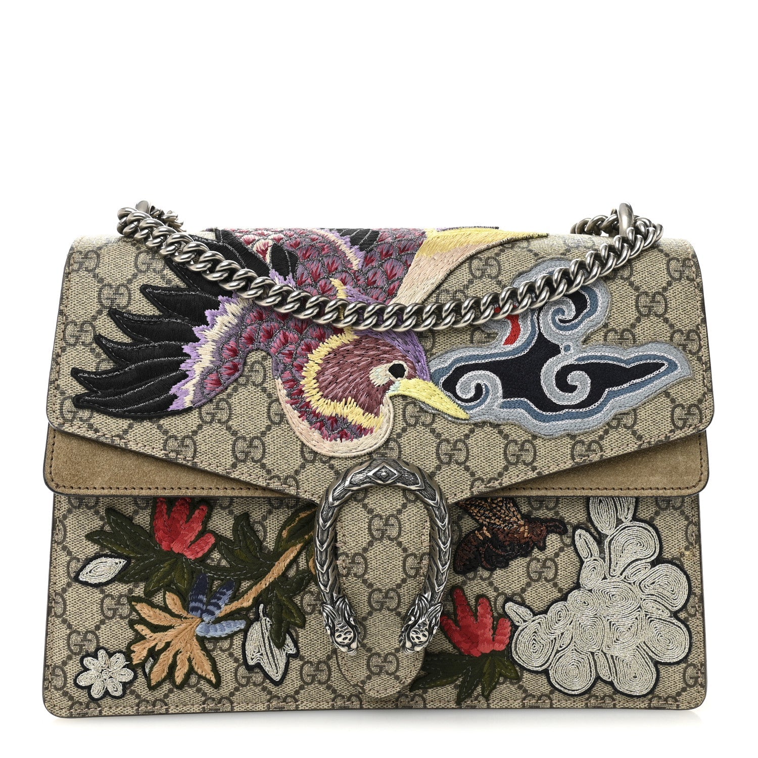 GG Supreme Monogram Embroidered Medium Dionysus Shoulder Bag Taupe