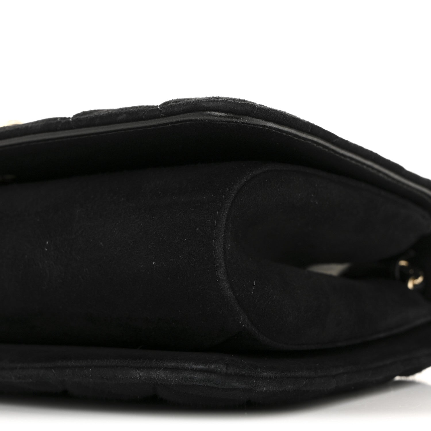 Suede Quilted Crystal Pearl CC Flap Black