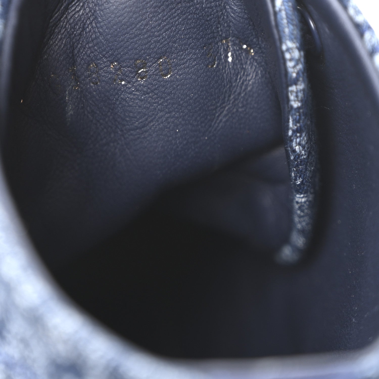 Printed Denim Quilted High Top Sneakers 37.5 Dark Blue