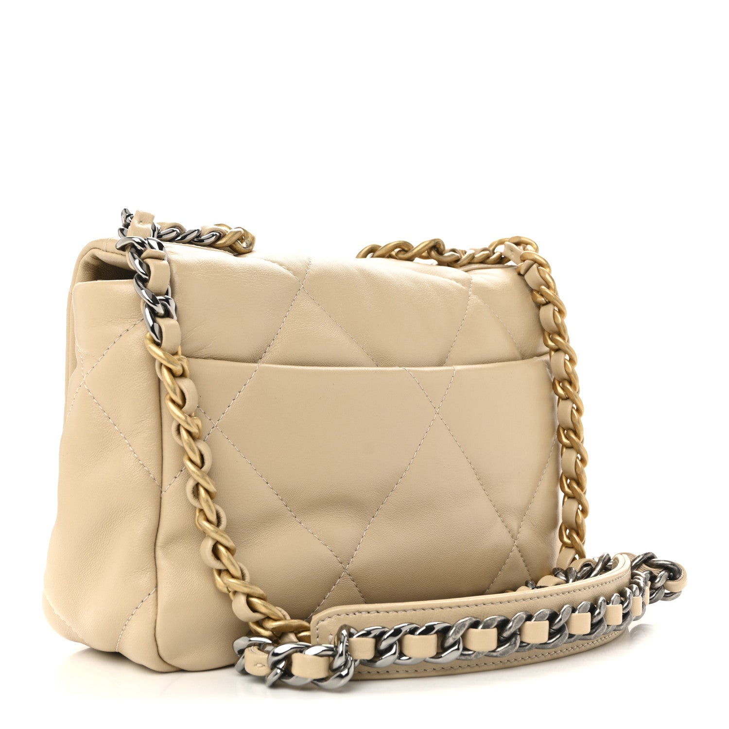 Lambskin Quilted Medium Chanel 19 Flap Light Beige
