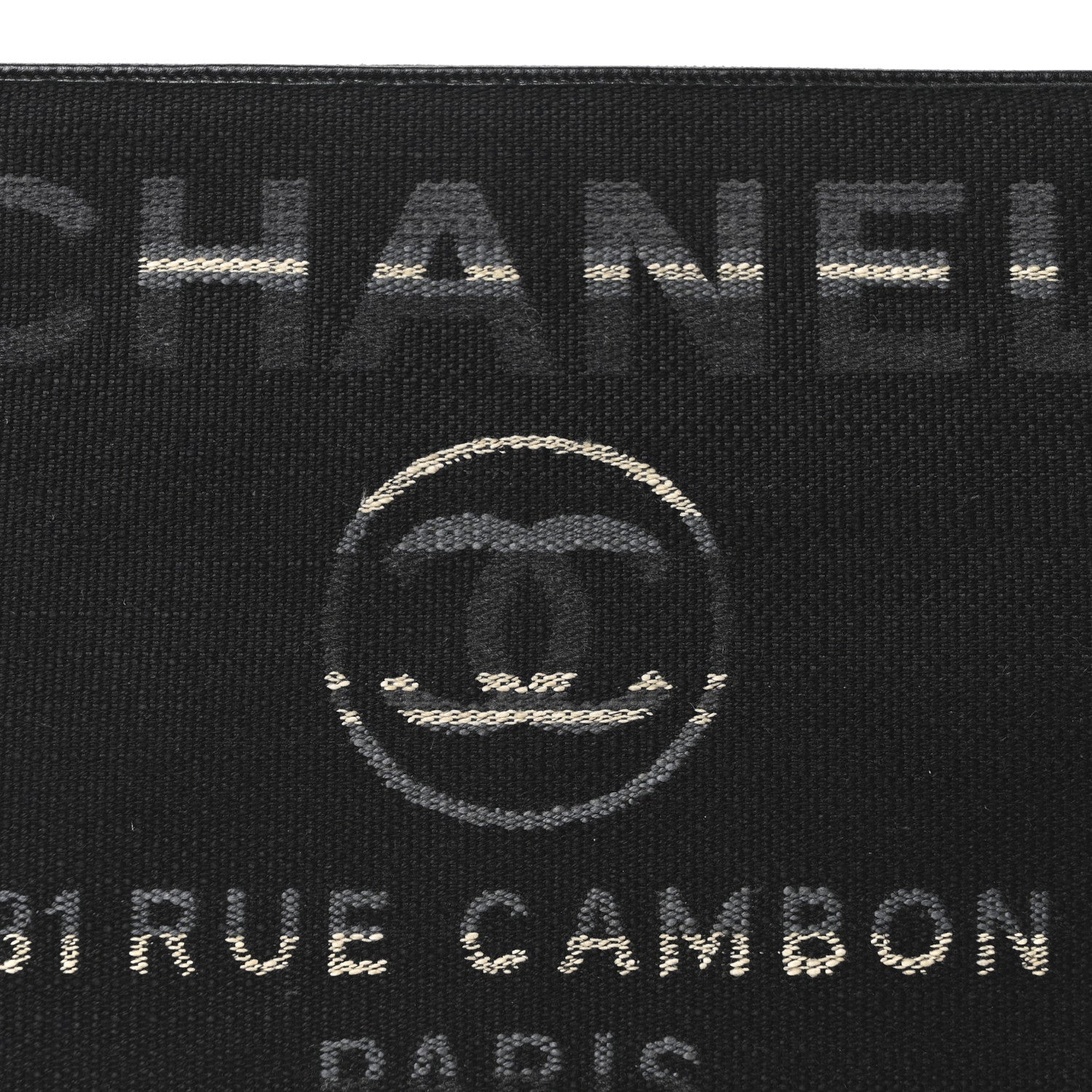Striped Canvas Large Deauville Cosmetic Pouch Black