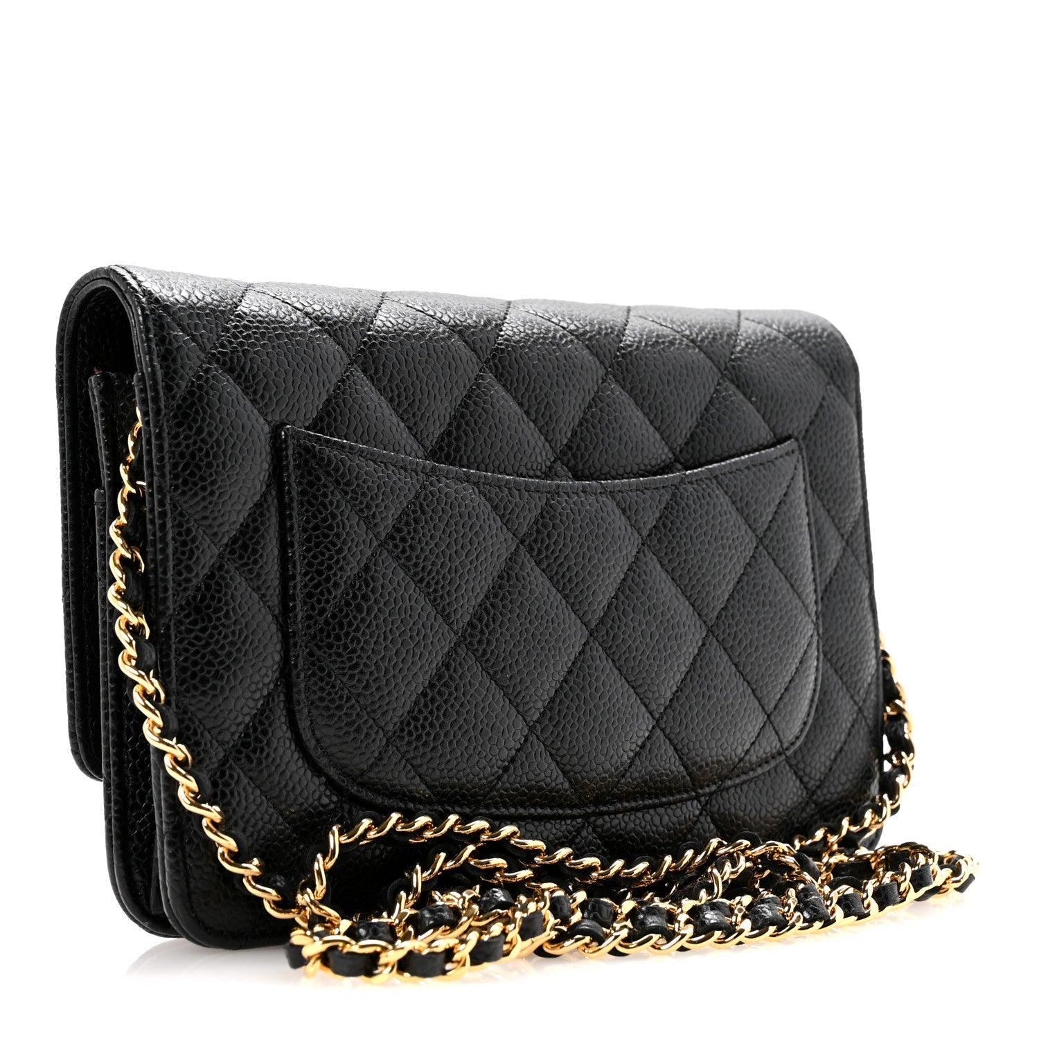 Caviar Quilted Wallet on Chain WOC Black