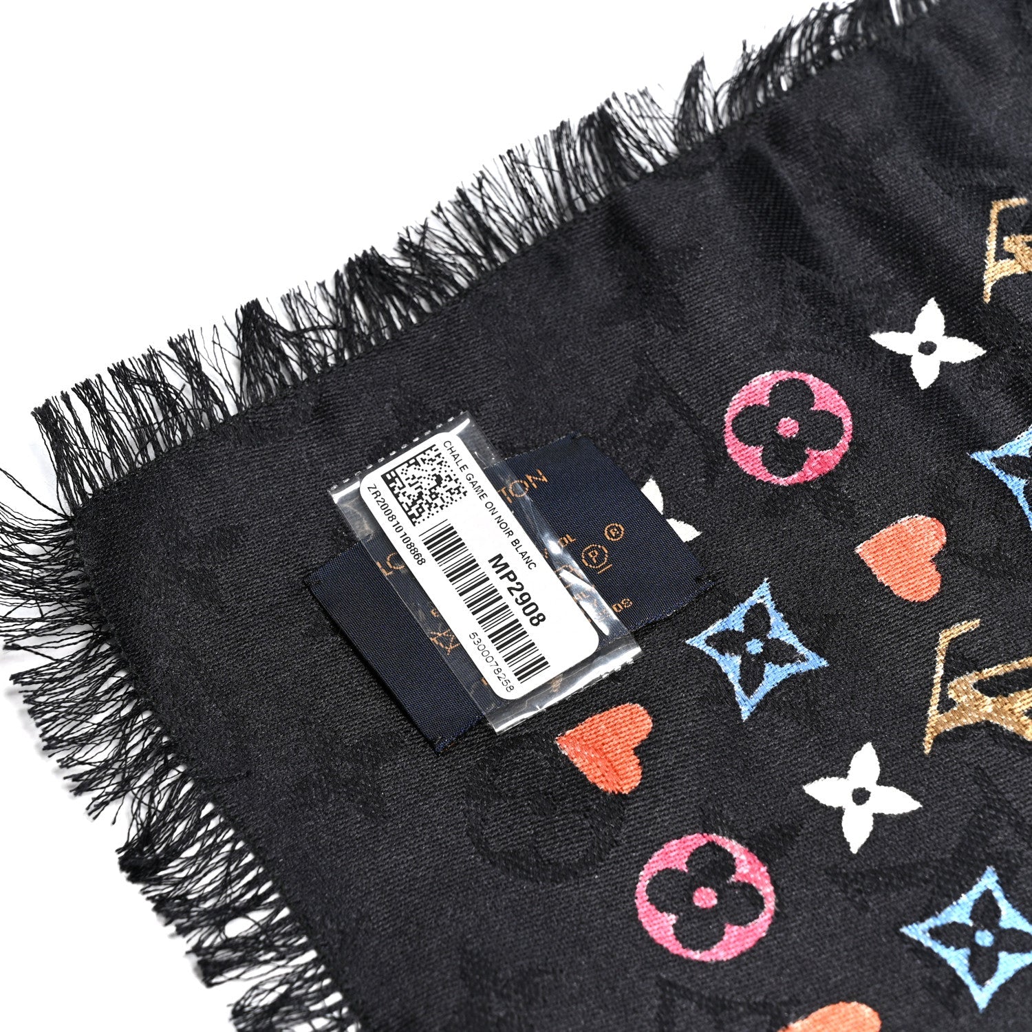 Silk Wool Game On Scarf Black White