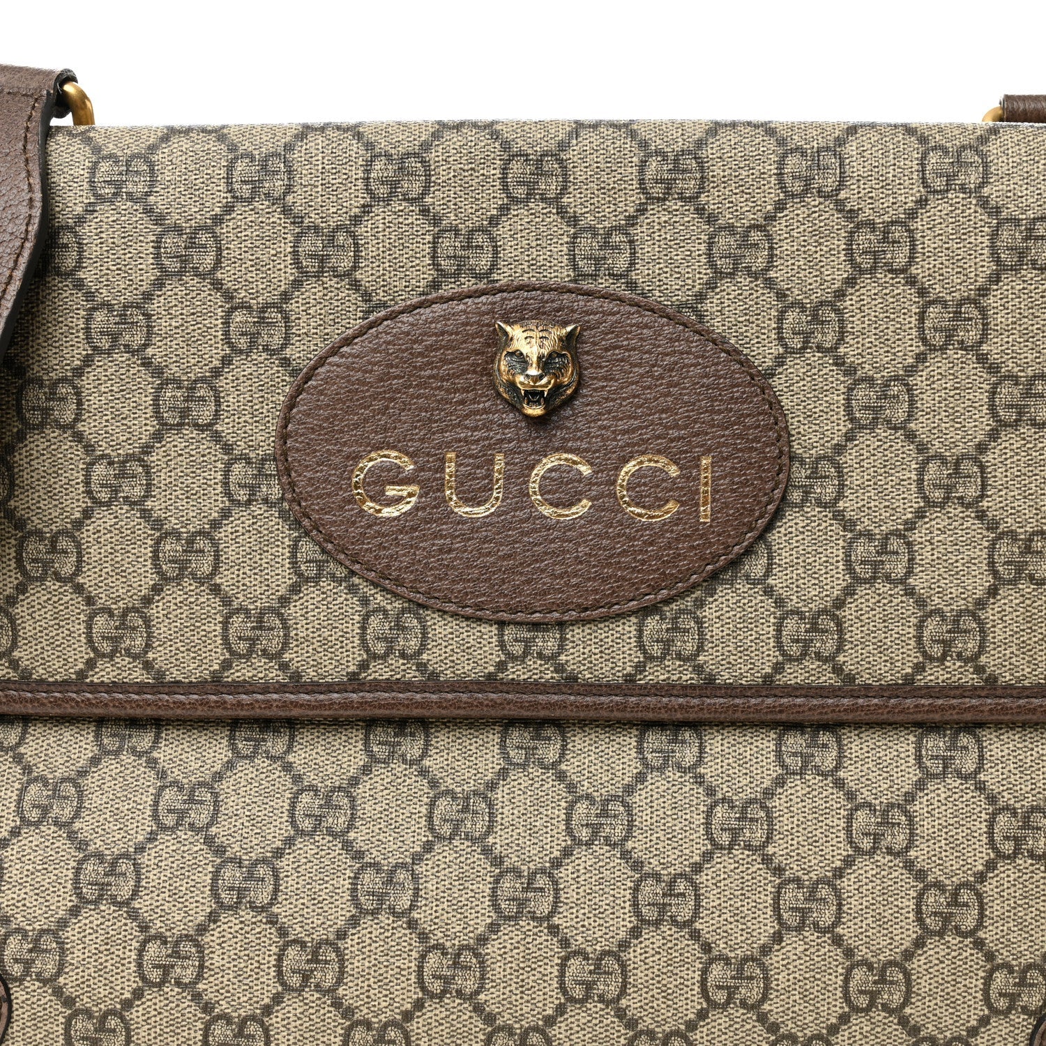 GG Supreme Monogram Web Neo Vintage Double Flap Messenger Bag Beige New Acero