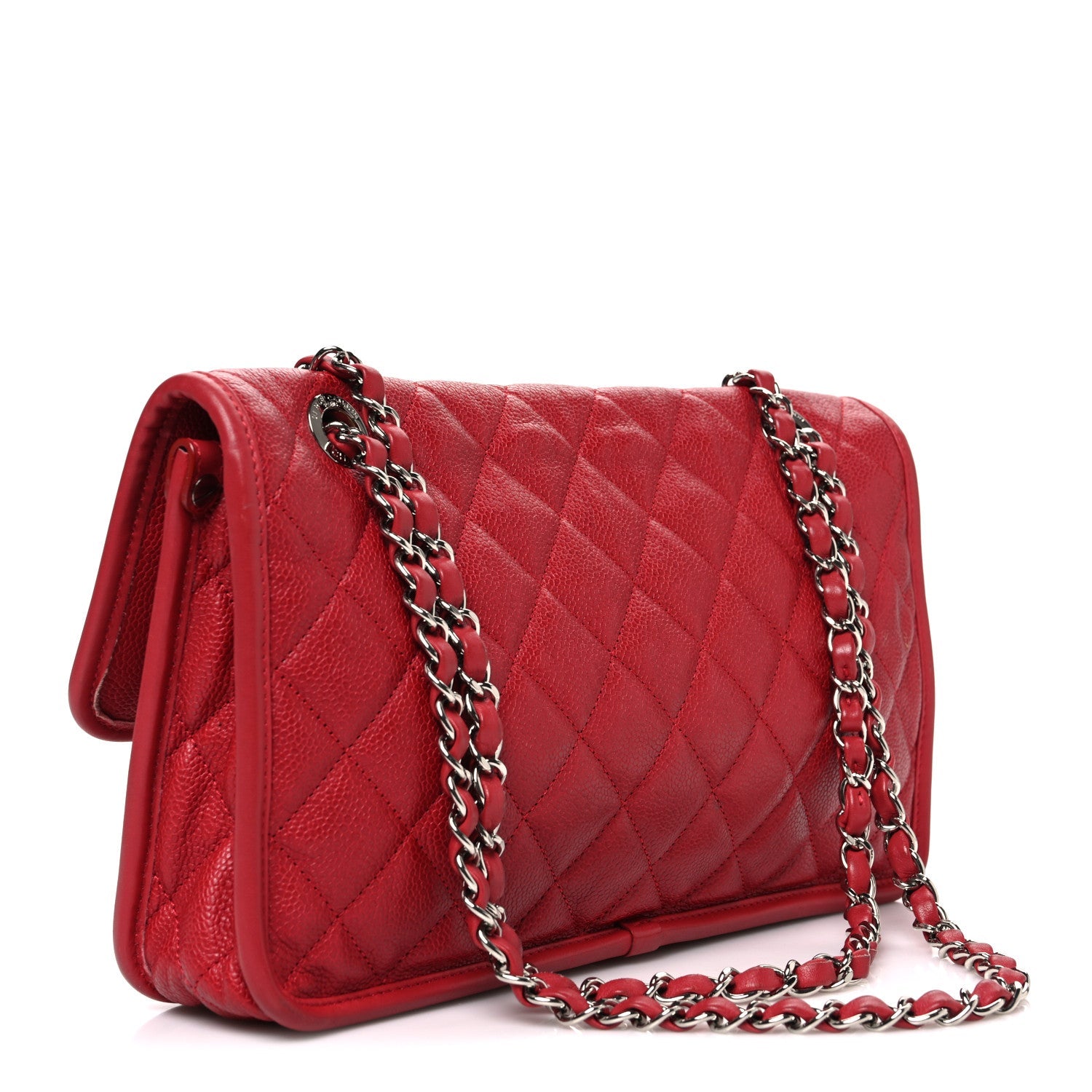 Caviar Quilted Medium French Riviera Flap Red