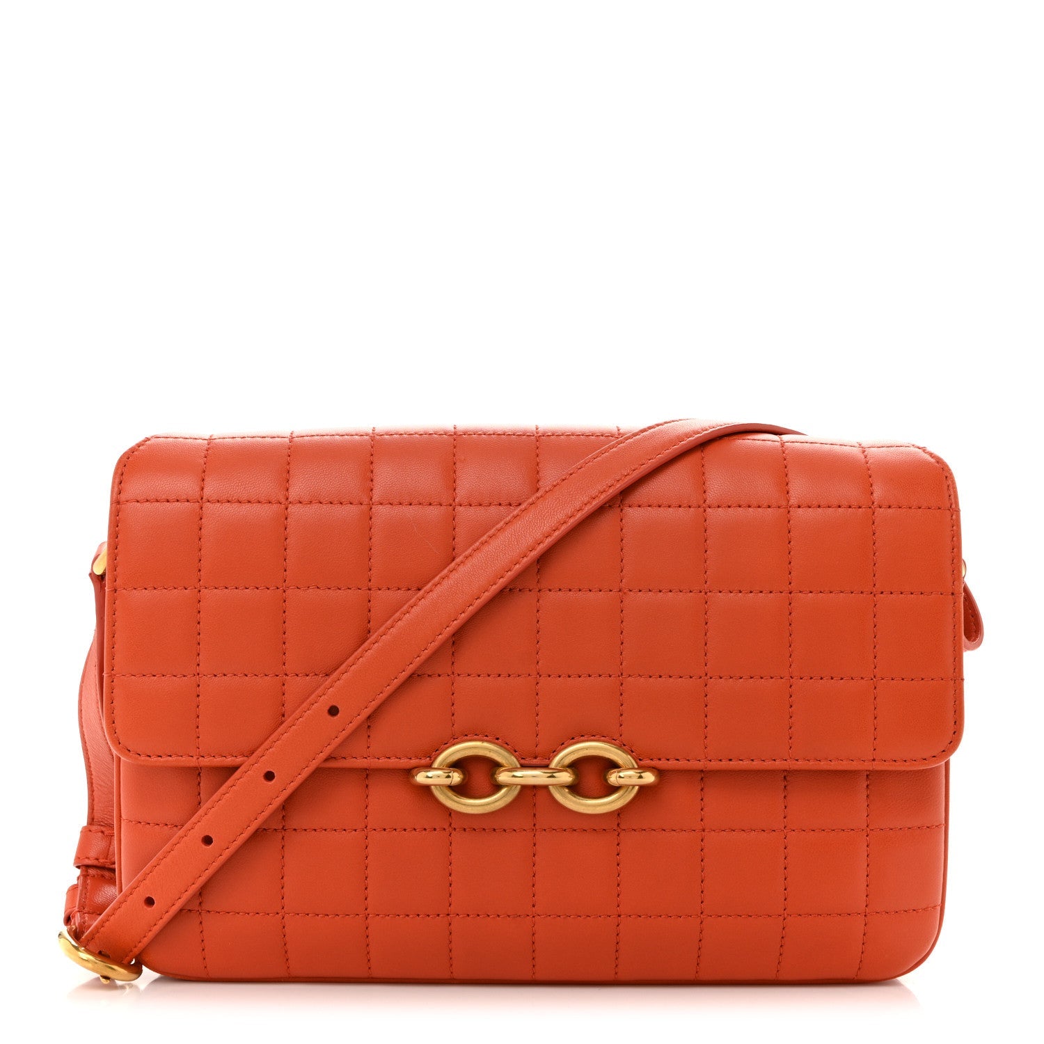 Lambskin Carre Quilted Le Maillon Satchel Orange