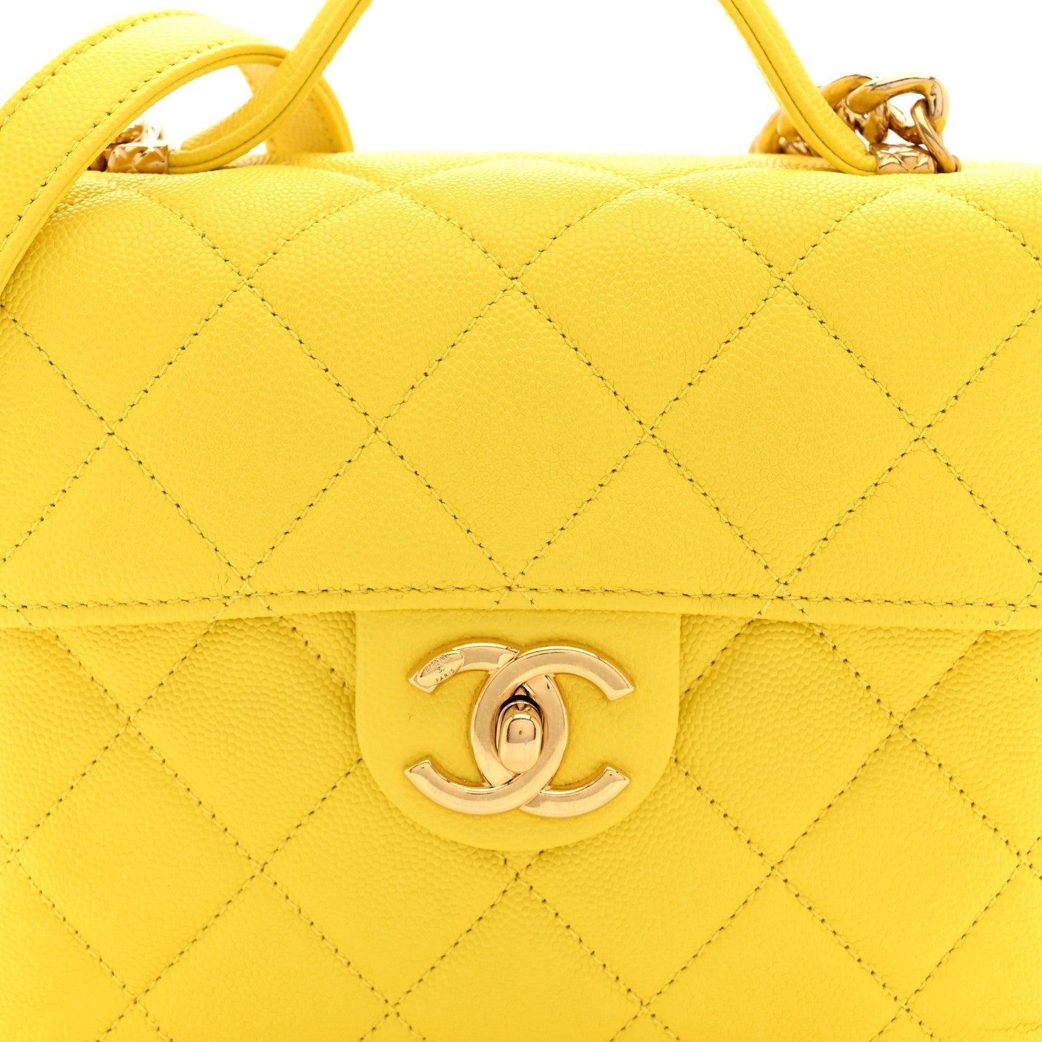 Caviar Quilted Handy Box Vanity Case Yellow