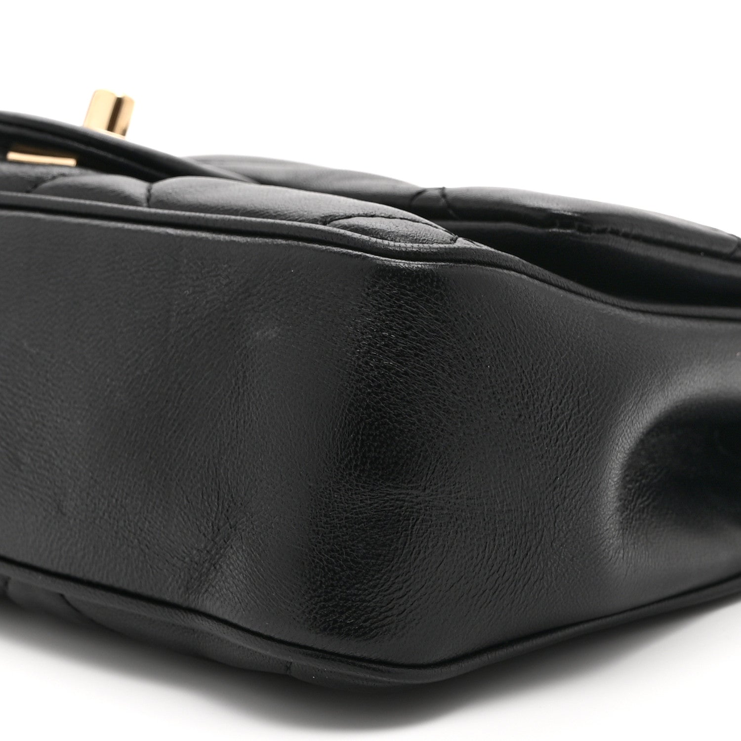 Lambskin Quilted Small Easy Carry Flap Black