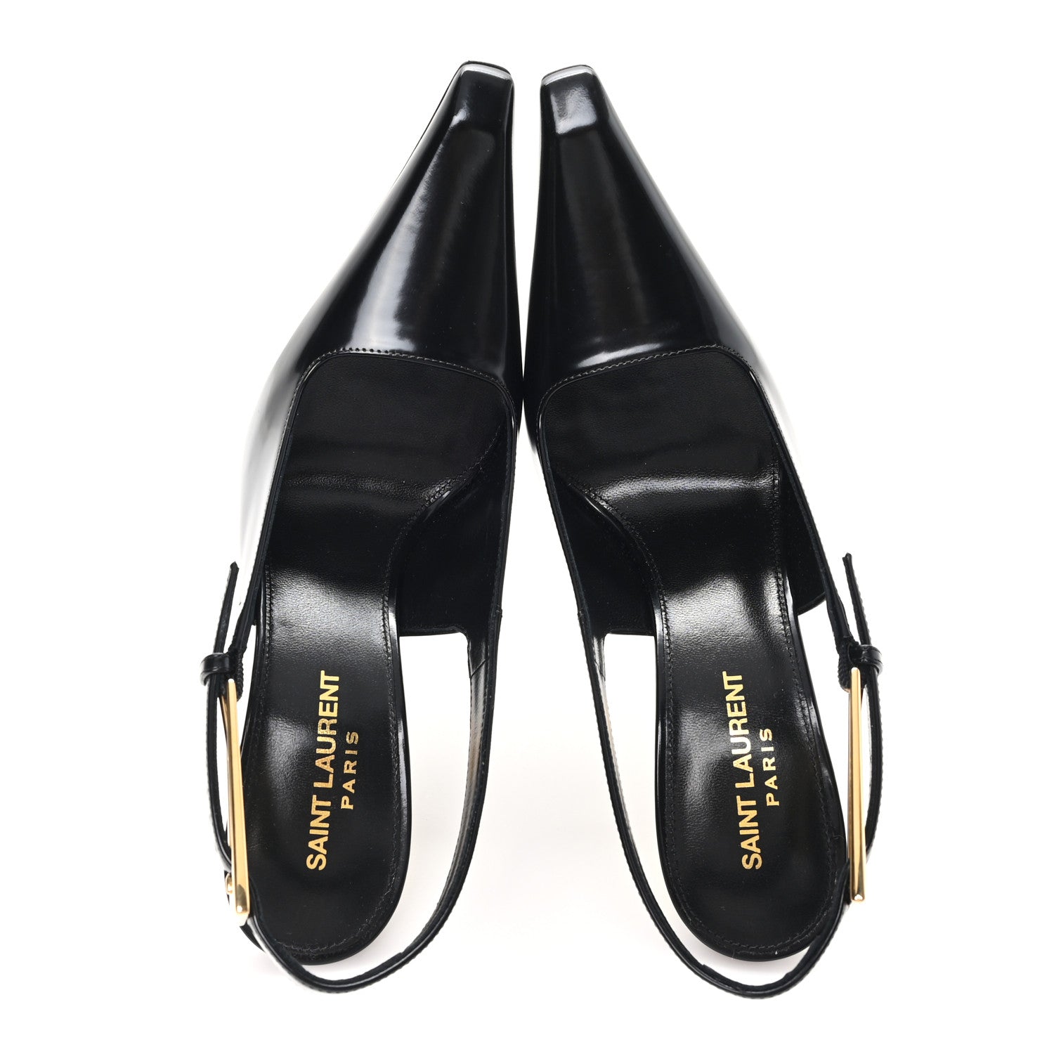 Glazed Calfskin Lee 110 Slingback Pumps 36.5 Black