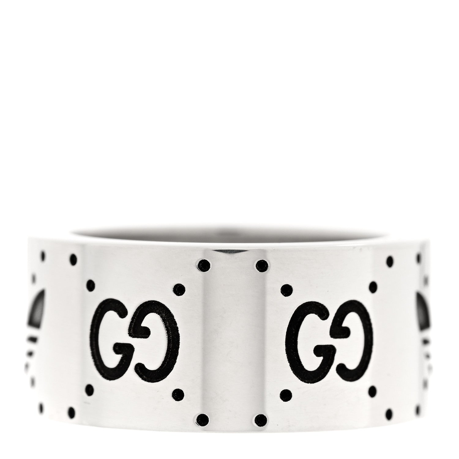 X ADIDAS Sterling Silver Wide Trefoil GG Monogram Band Ring 49 4.75