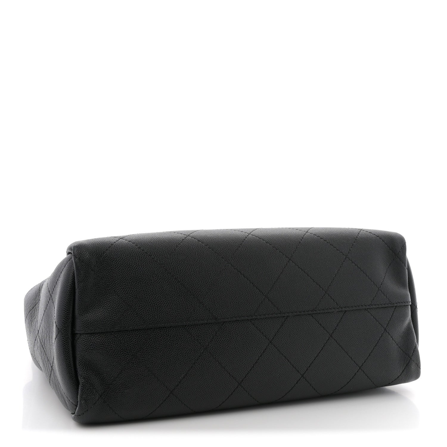 Caviar Stitched Medium Lady Coco Shopping Tote Black